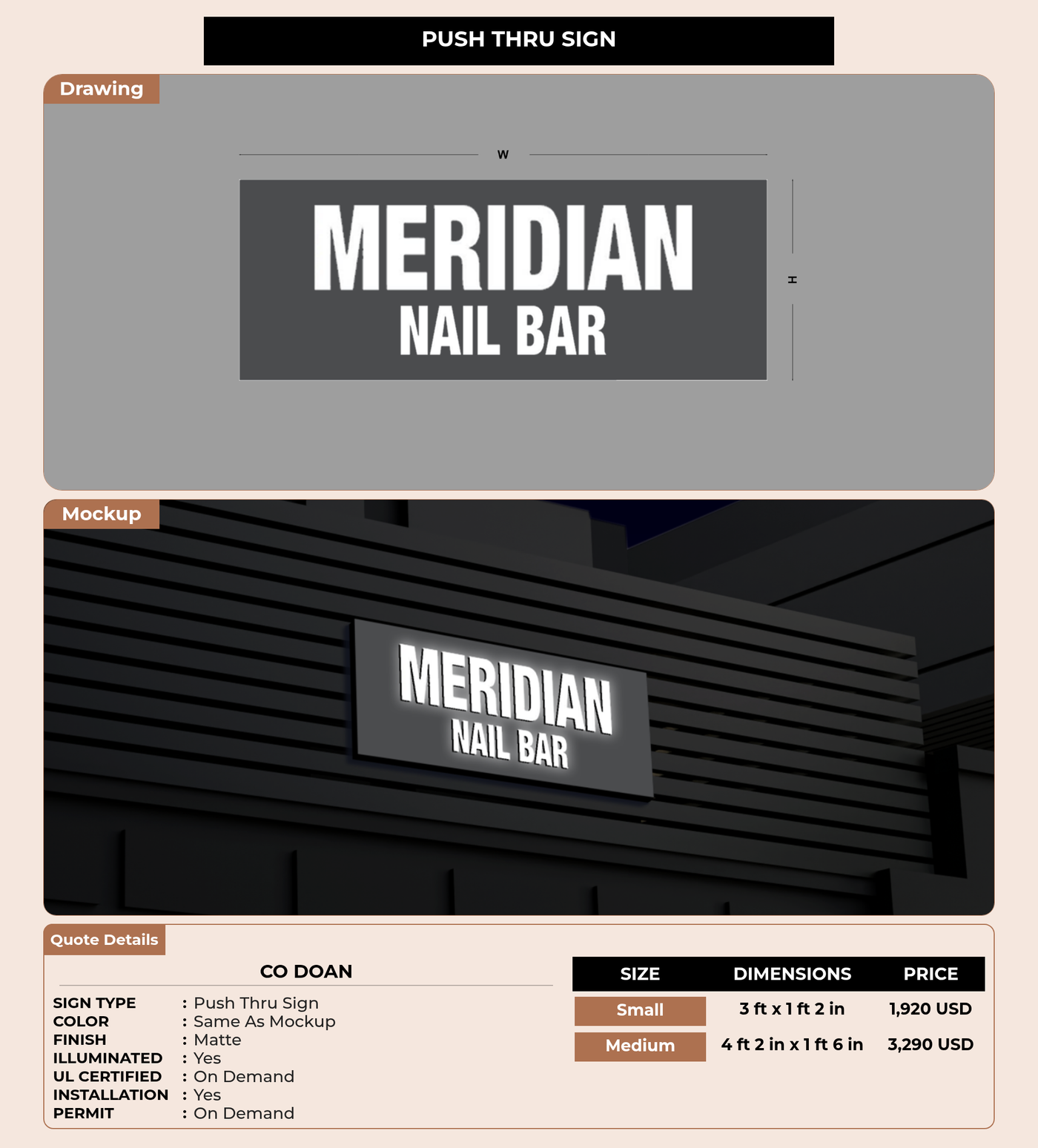 CUSTOM MOCKUP SIGN FOR Co Doan