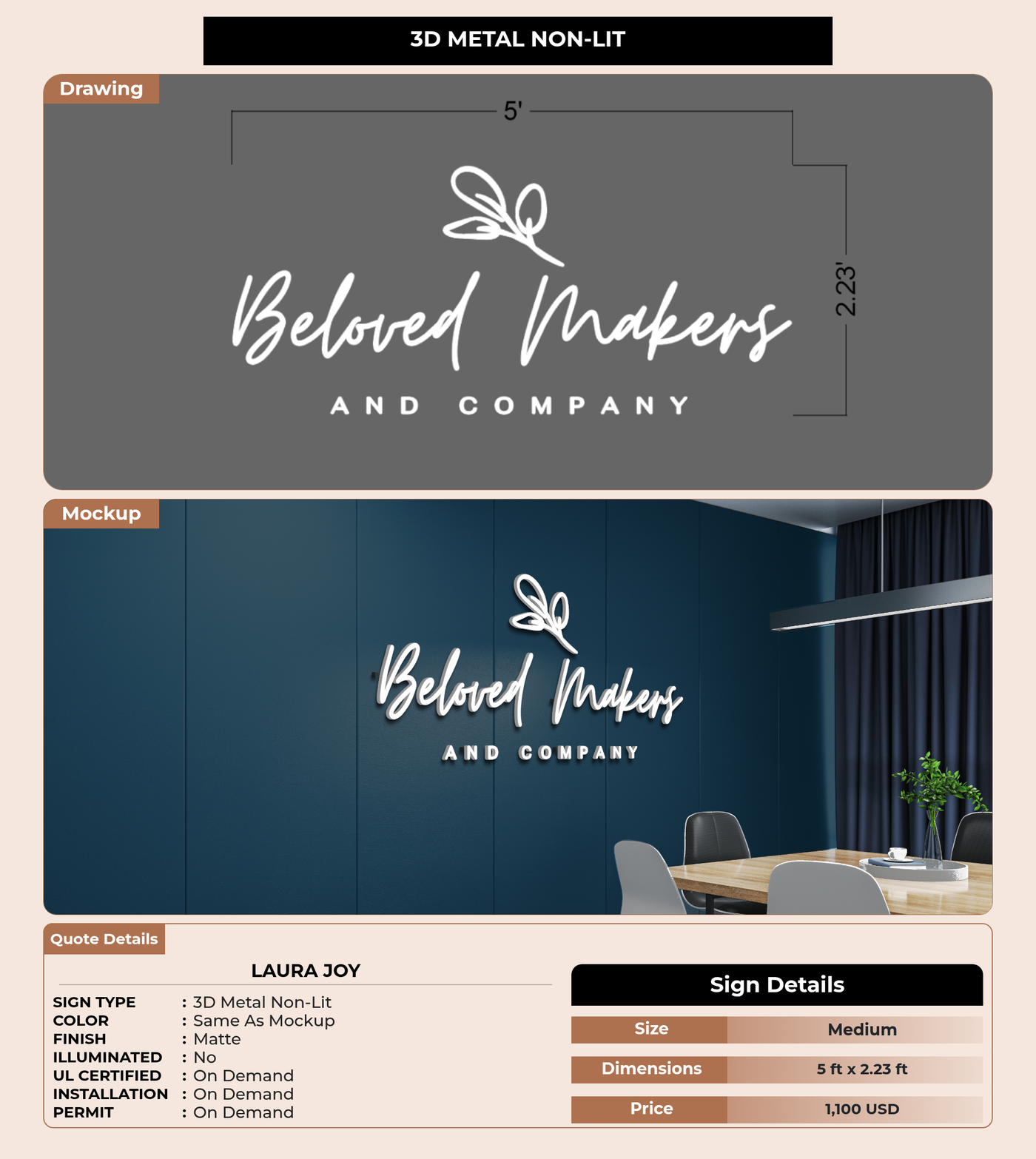 CUSTOM MOCKUP SIGN FOR Laura Joy