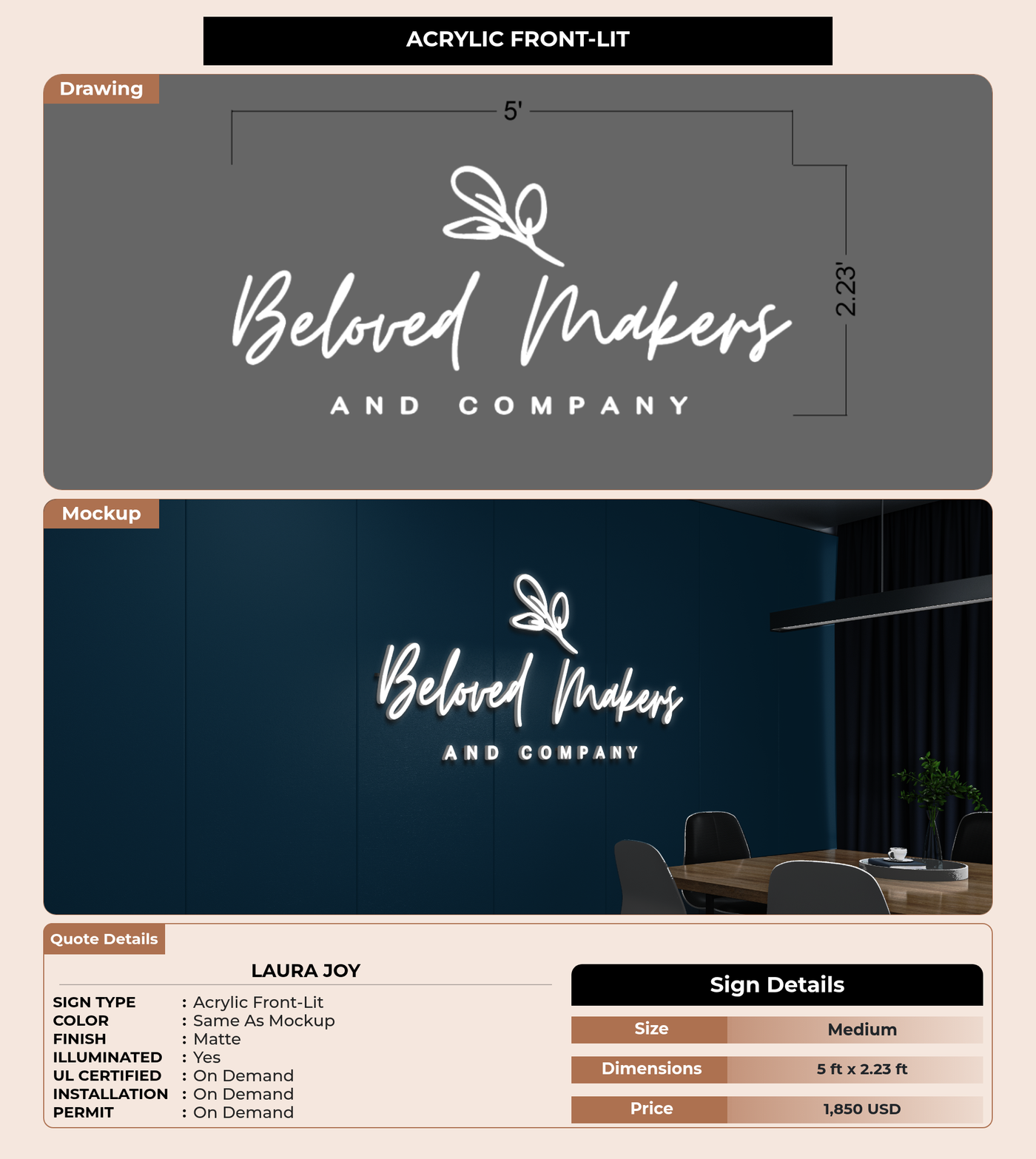 CUSTOM MOCKUP SIGN FOR Laura Joy