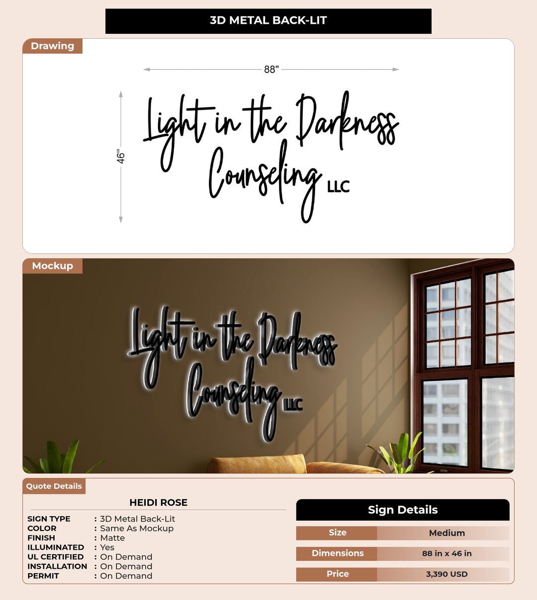 CUSTOM MOCKUP SIGN FOR Heidi Rose