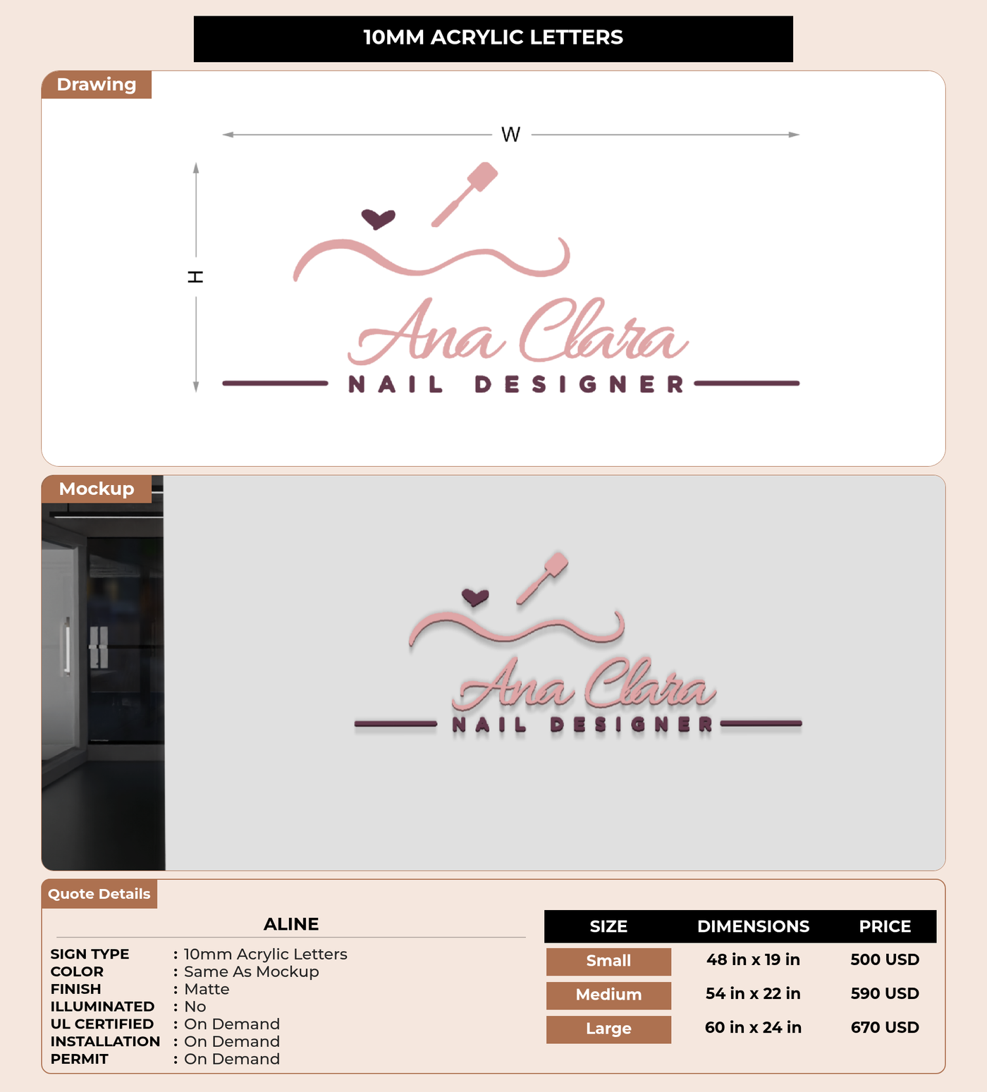 CUSTOM MOCKUP SIGN FOR Aline