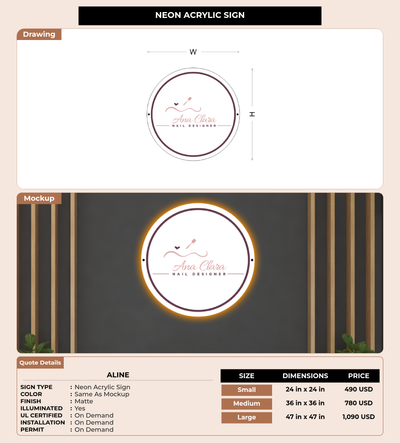 CUSTOM MOCKUP SIGN FOR Aline