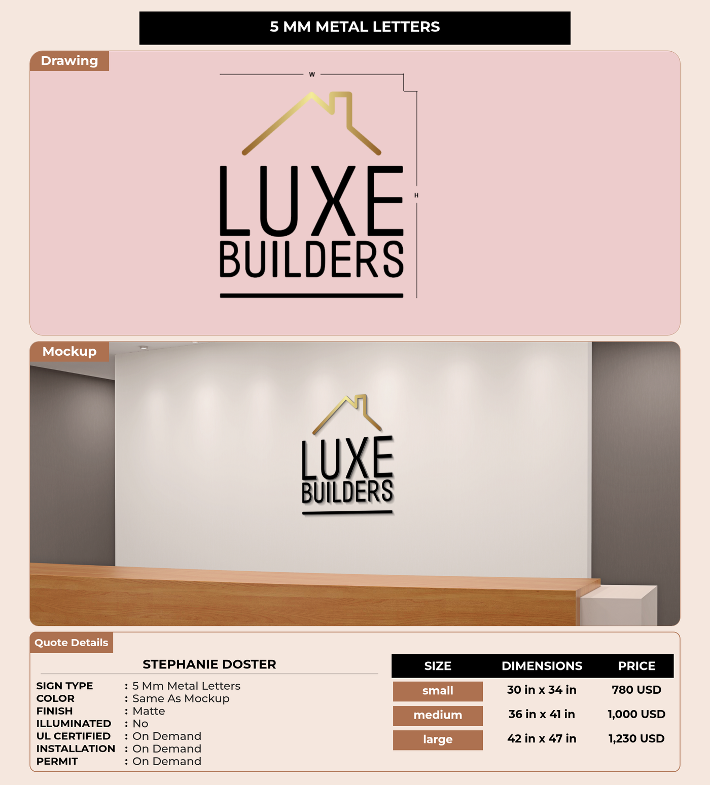 CUSTOM MOCKUP SIGN FOR Stephanie Doster