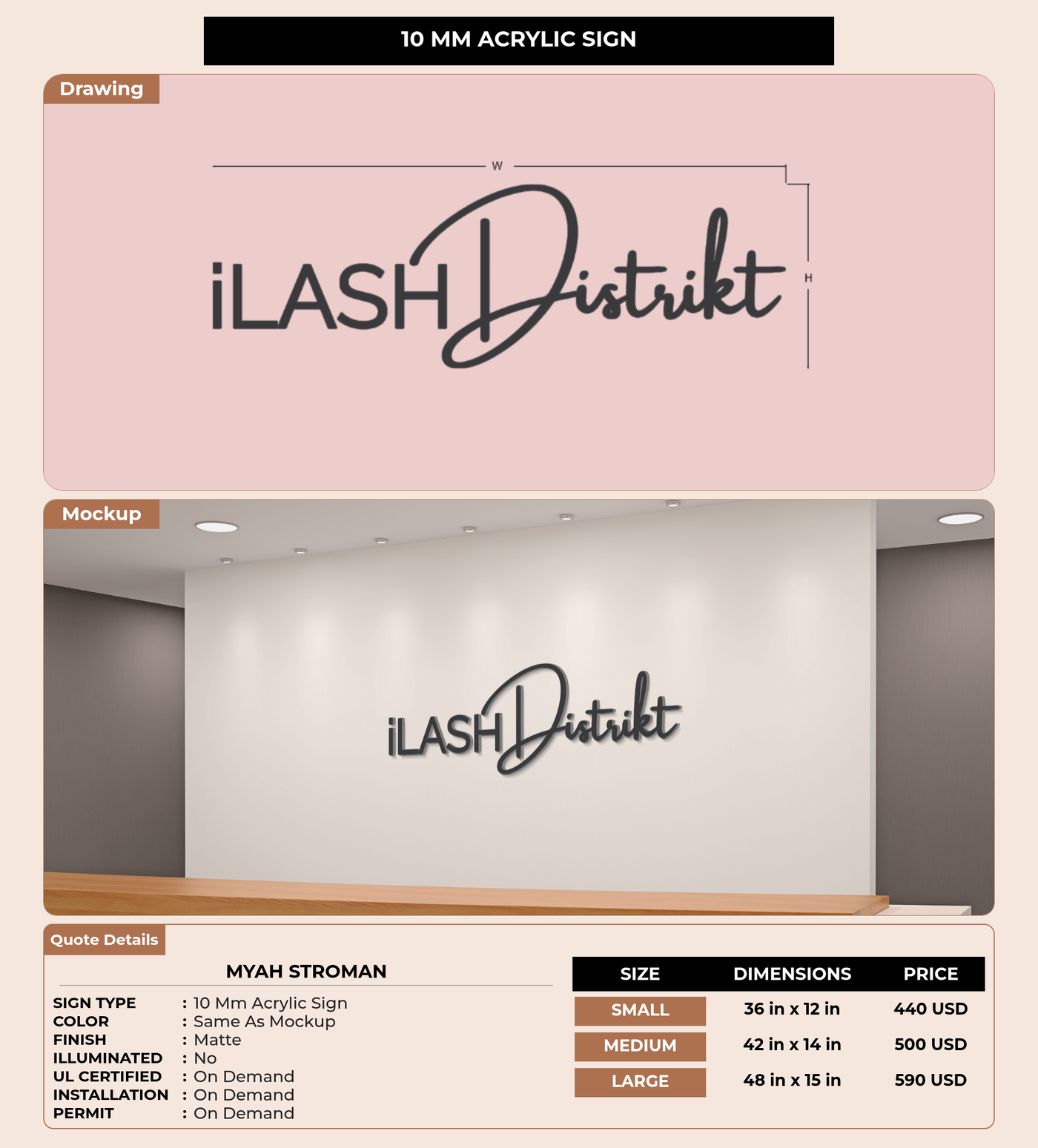 CUSTOM MOCKUP SIGN FOR Myah Stroman