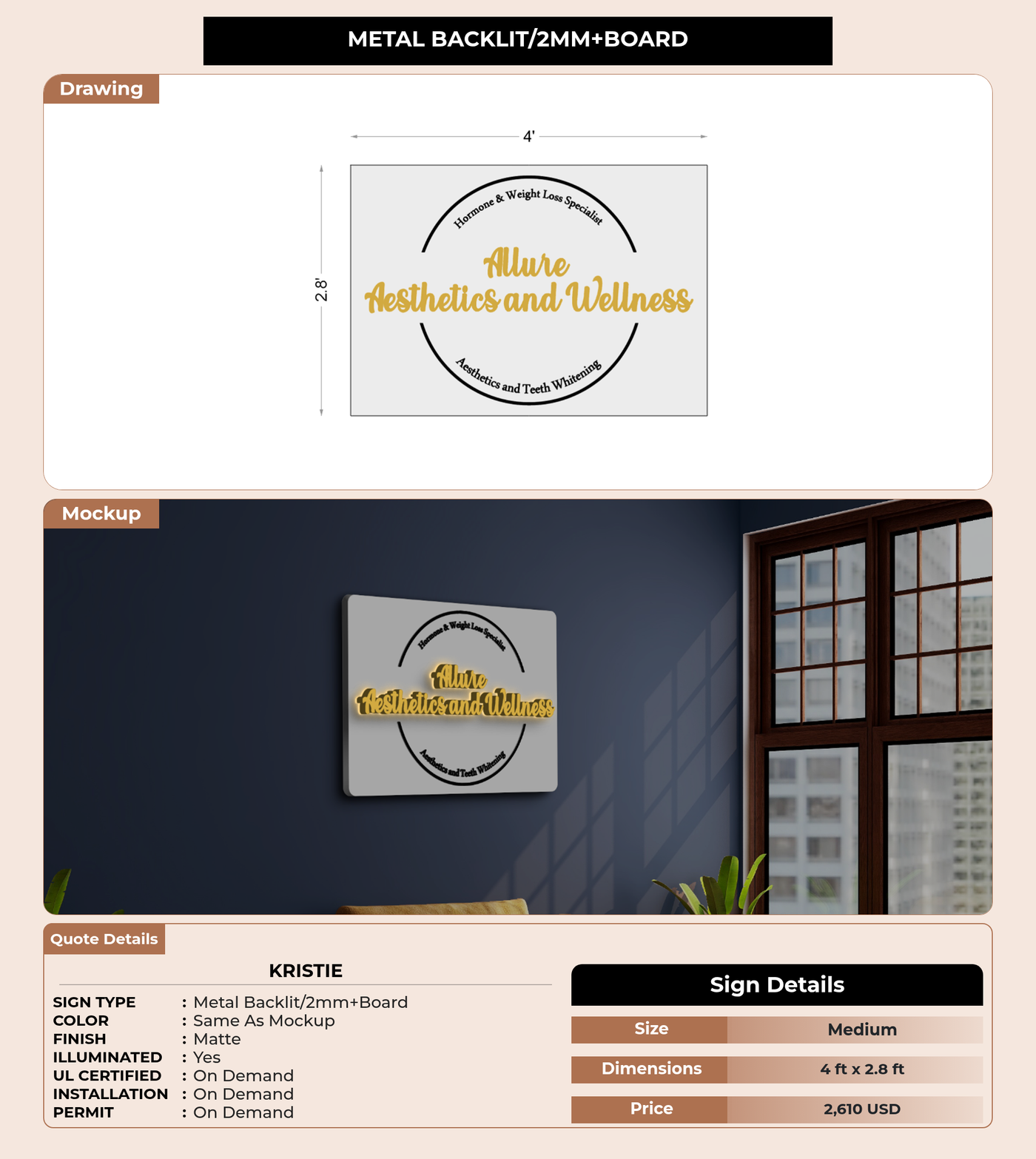 CUSTOM MOCKUP SIGN FOR Kristie