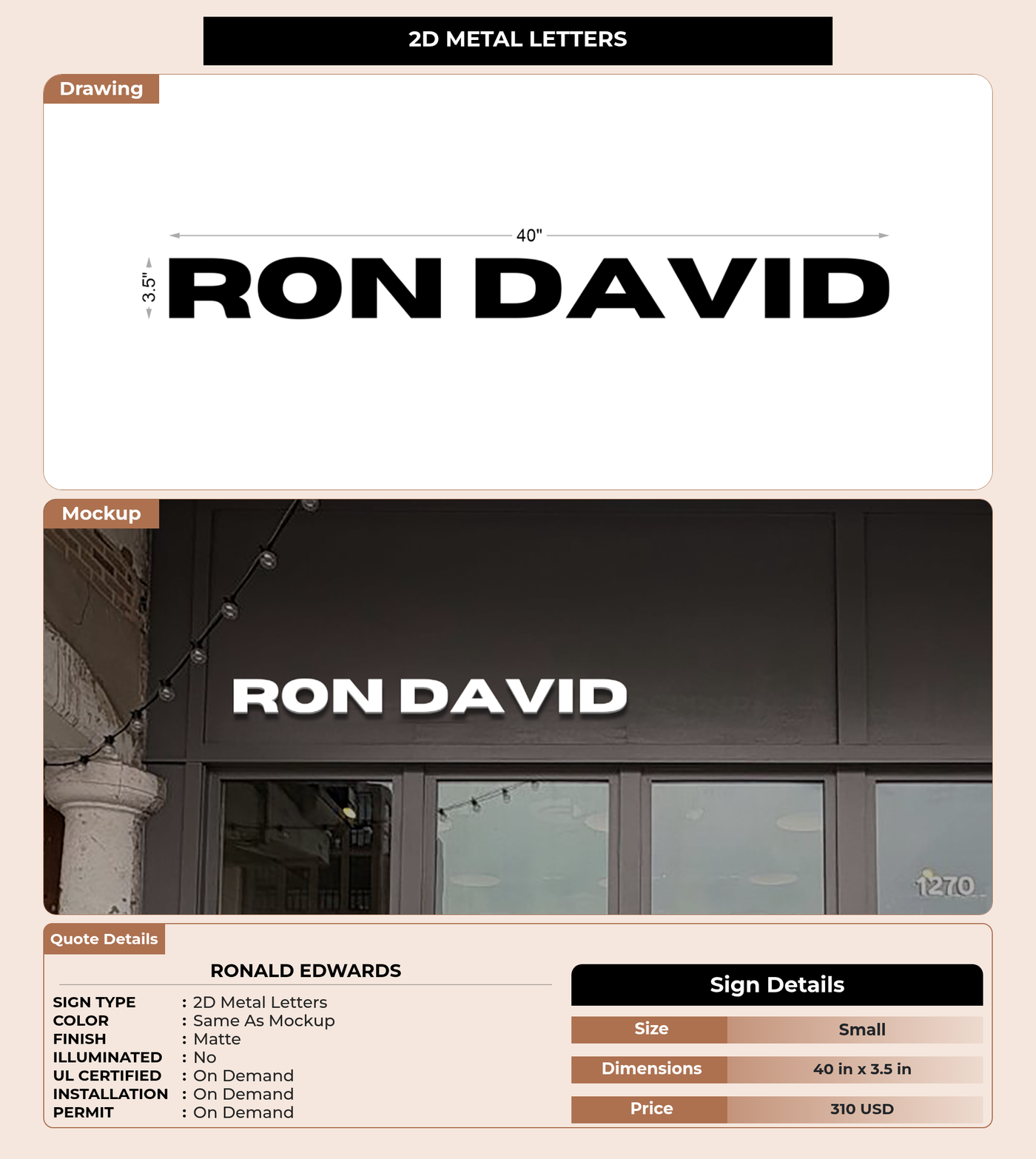 CUSTOM MOCKUP SIGN FOR Ronald Edwards