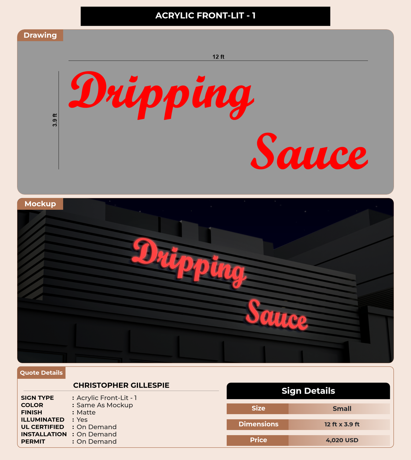 CUSTOM MOCKUP SIGN FOR Christopher Gillespie