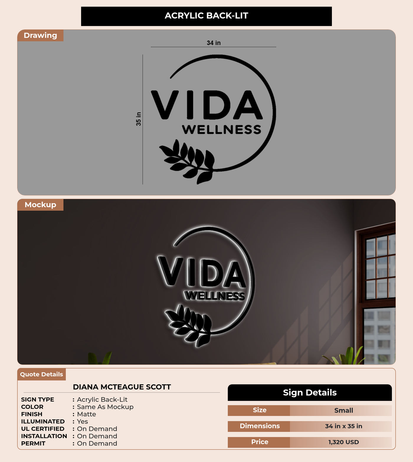 CUSTOM MOCKUP SIGN FOR Diana McTeague Scott