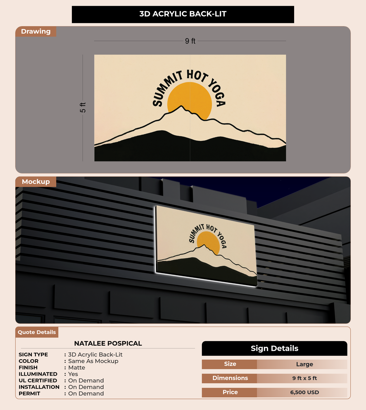 CUSTOM MOCKUP SIGN FOR Natalee Pospical