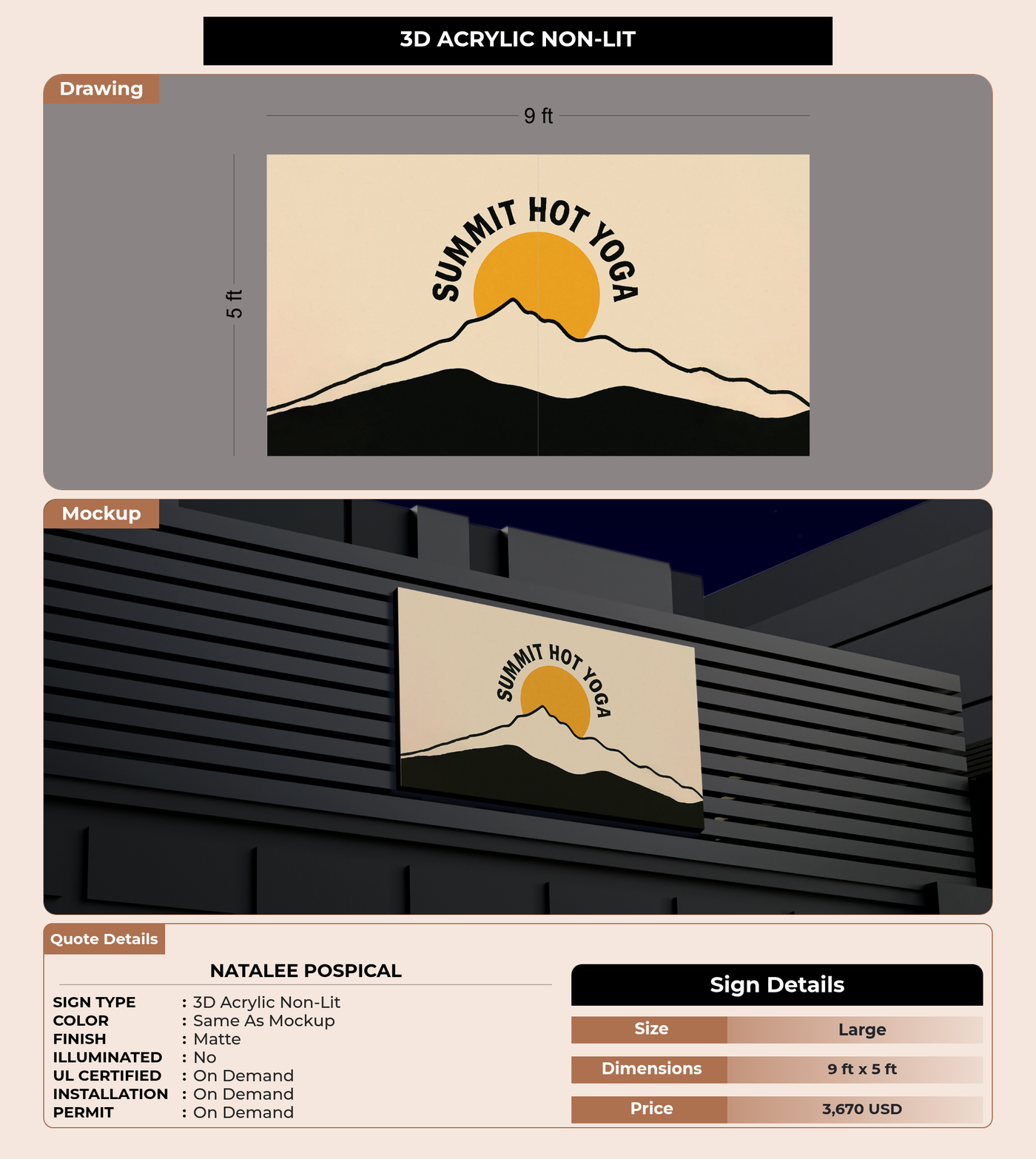 CUSTOM MOCKUP SIGN FOR Natalee Pospical