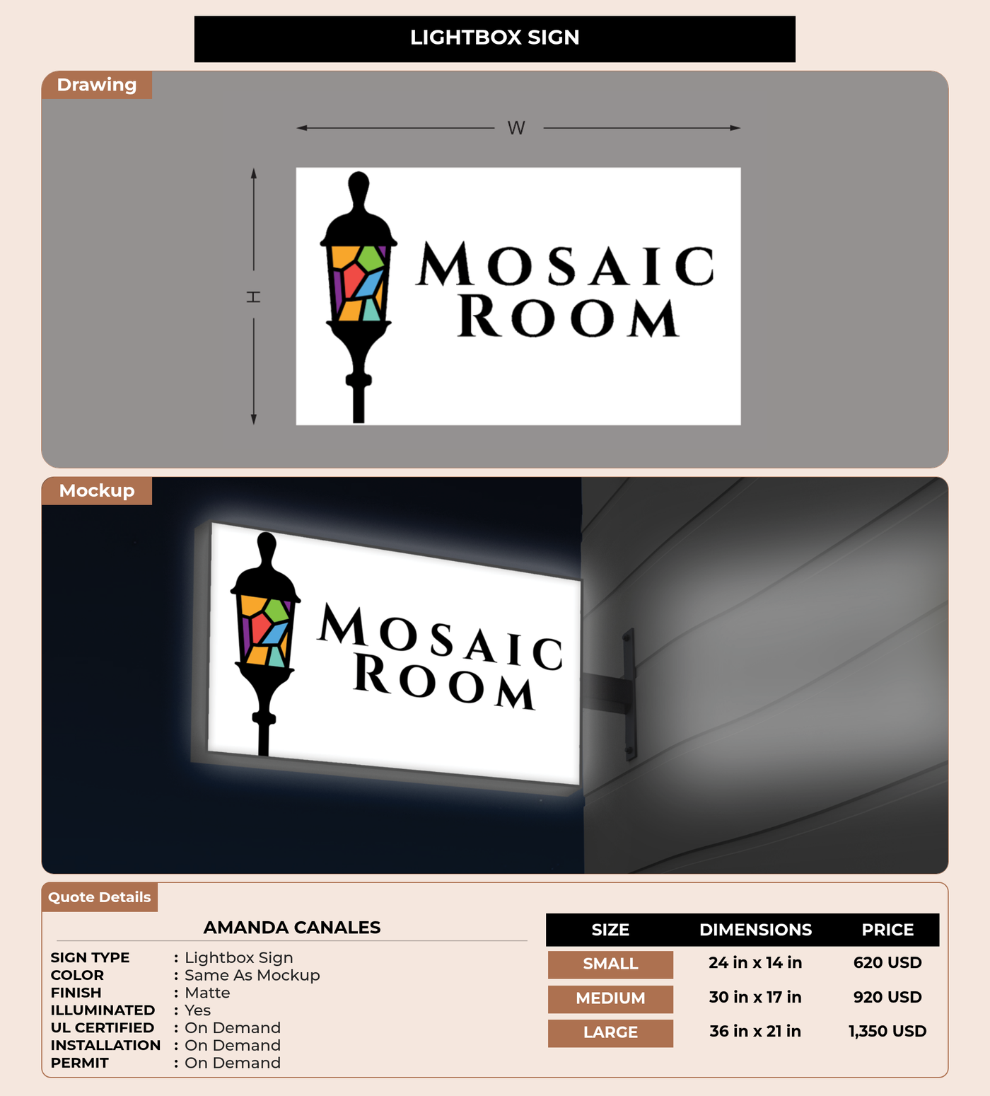 CUSTOM MOCKUP SIGN FOR Amanda Canales