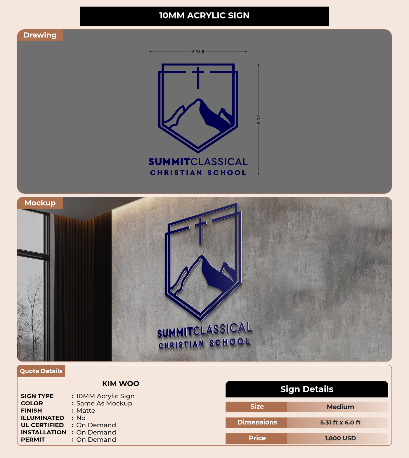 CUSTOM MOCKUP SIGN FOR Kim Woo