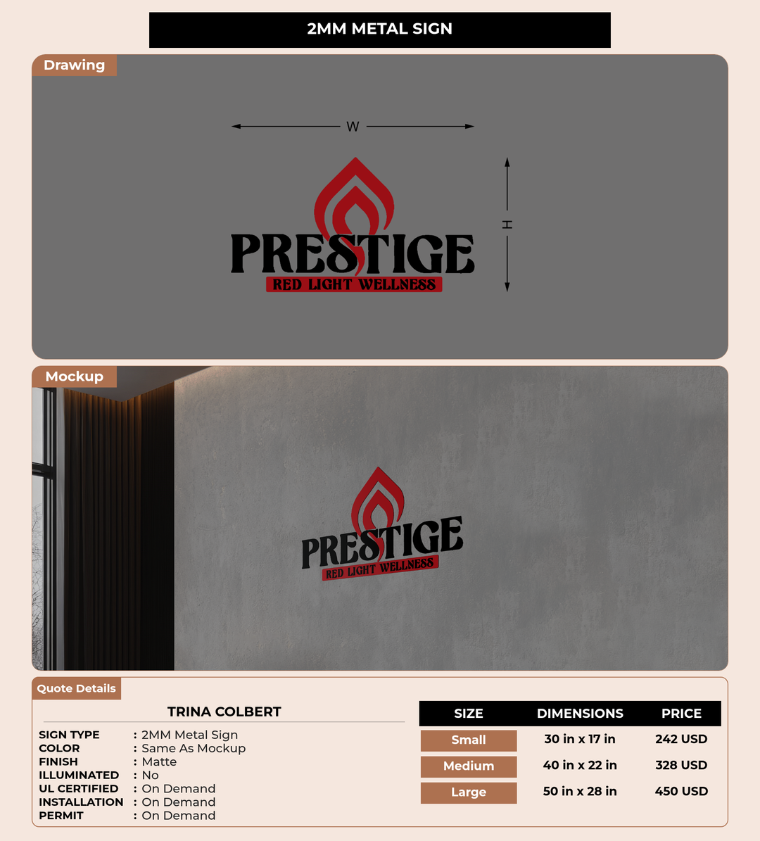 CUSTOM MOCKUP SIGN FOR Trina Colbert