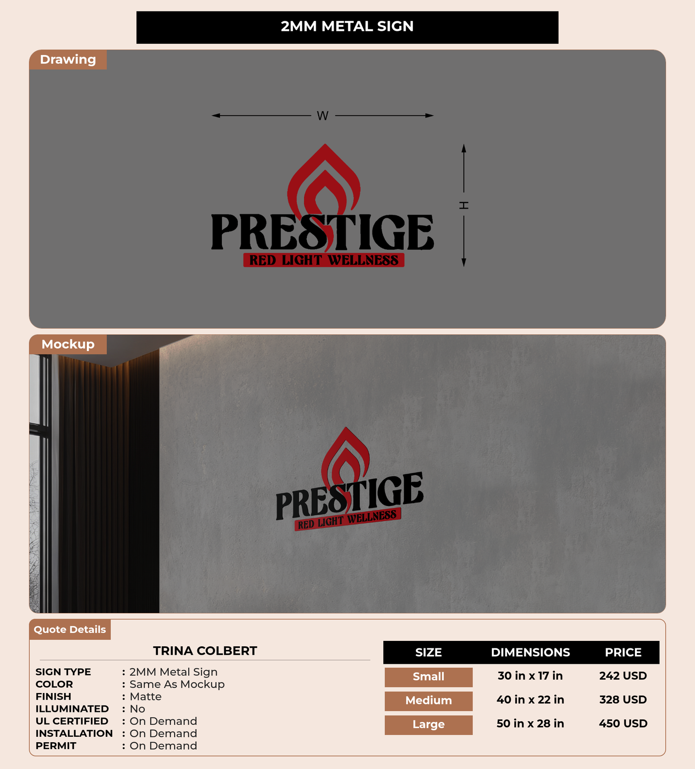 CUSTOM MOCKUP SIGN FOR Trina Colbert