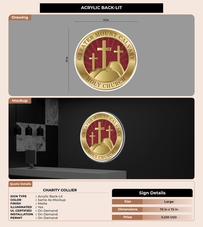 CUSTOM MOCKUP SIGN FOR Charity Collier