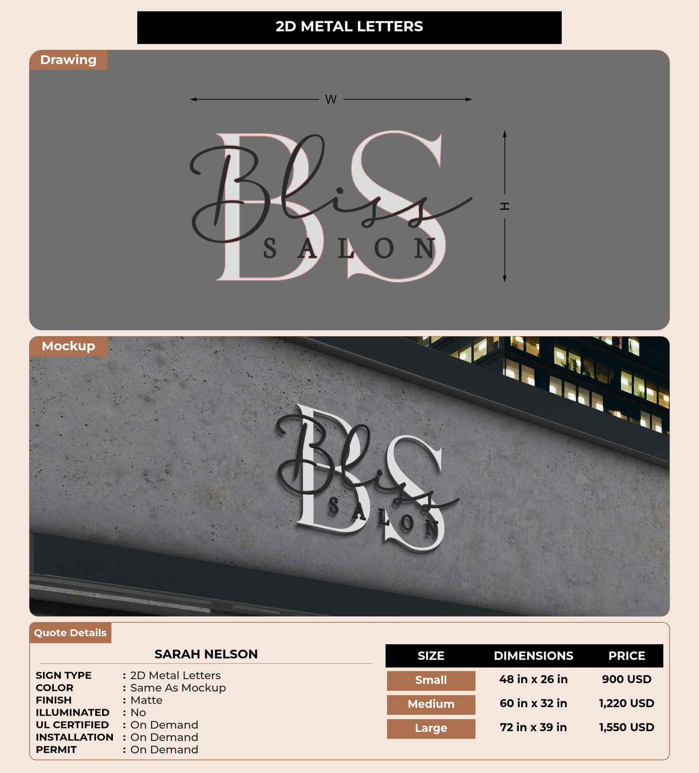CUSTOM MOCKUP SIGN FOR Sarah Nelson
