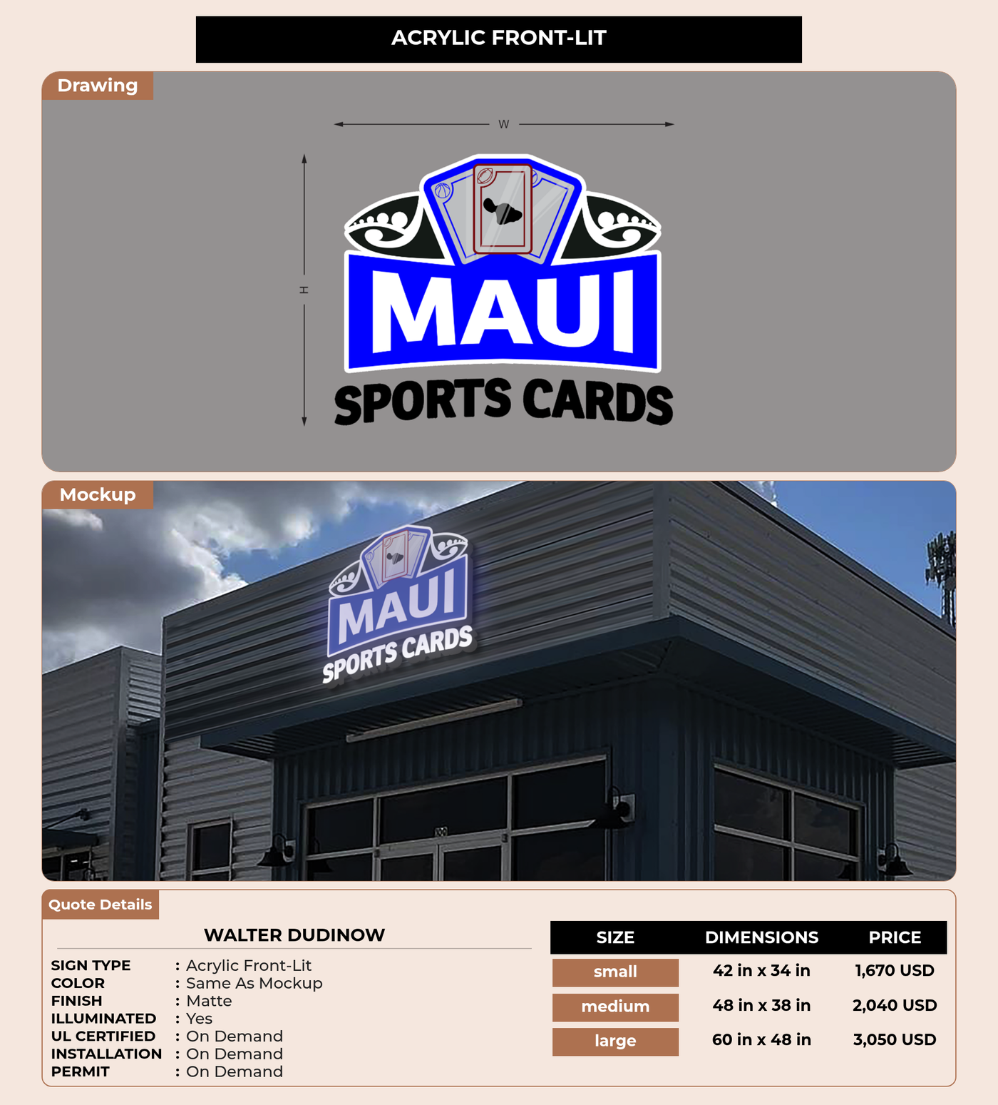 CUSTOM MOCKUP SIGN FOR Walter Dudinow