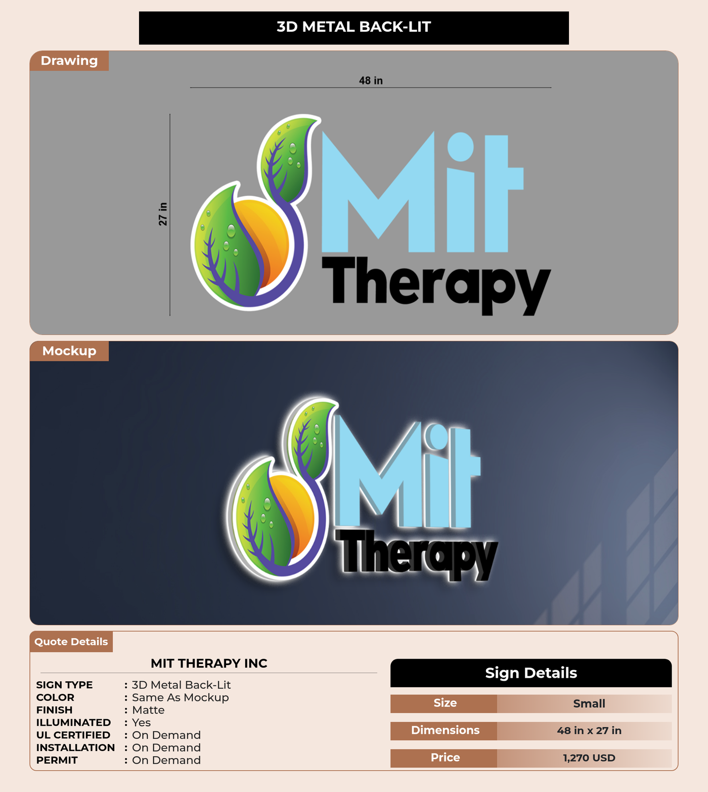 CUSTOM MOCKUP SIGN FOR MIT Therapy Inc