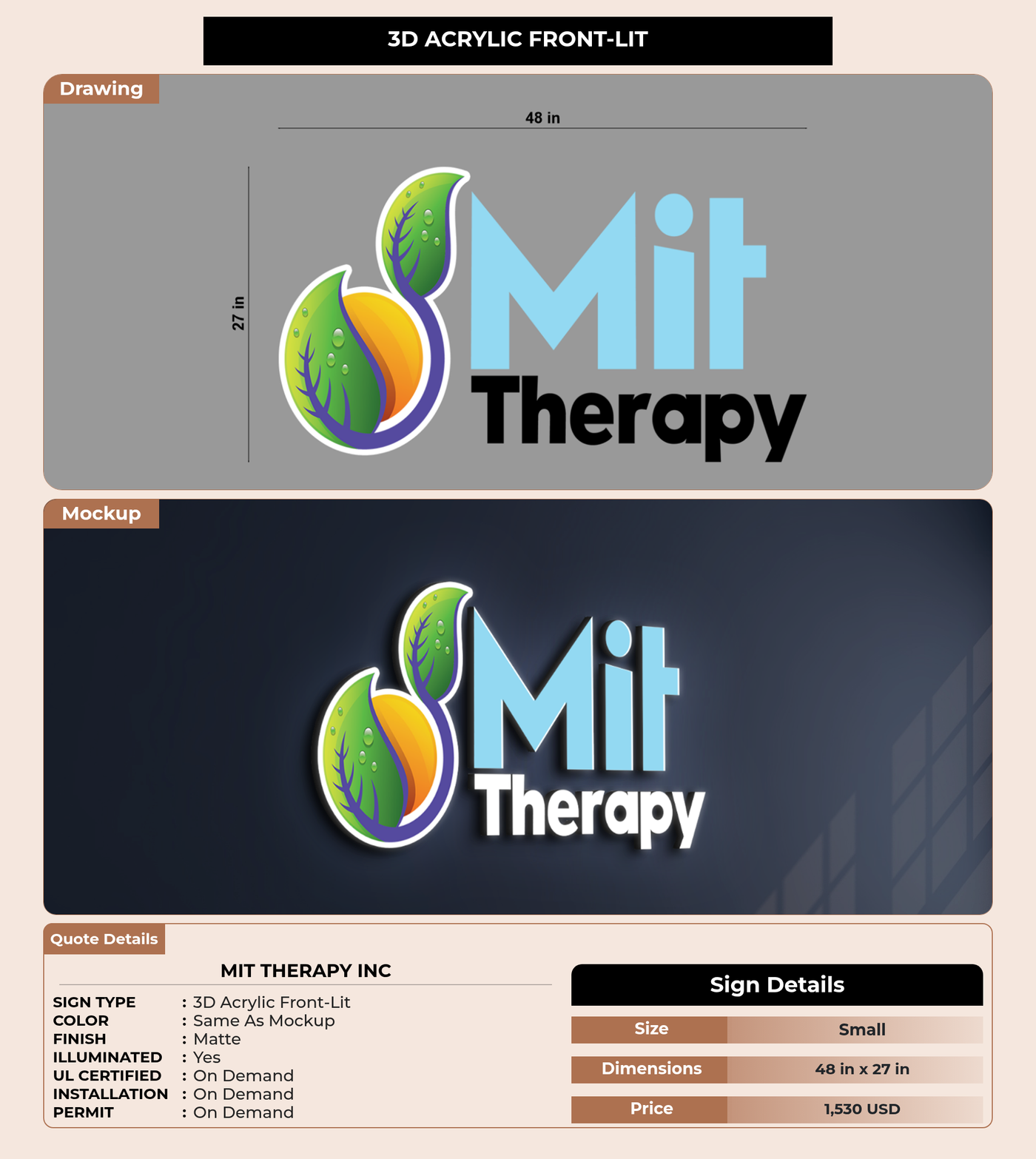 CUSTOM MOCKUP SIGN FOR MIT Therapy Inc
