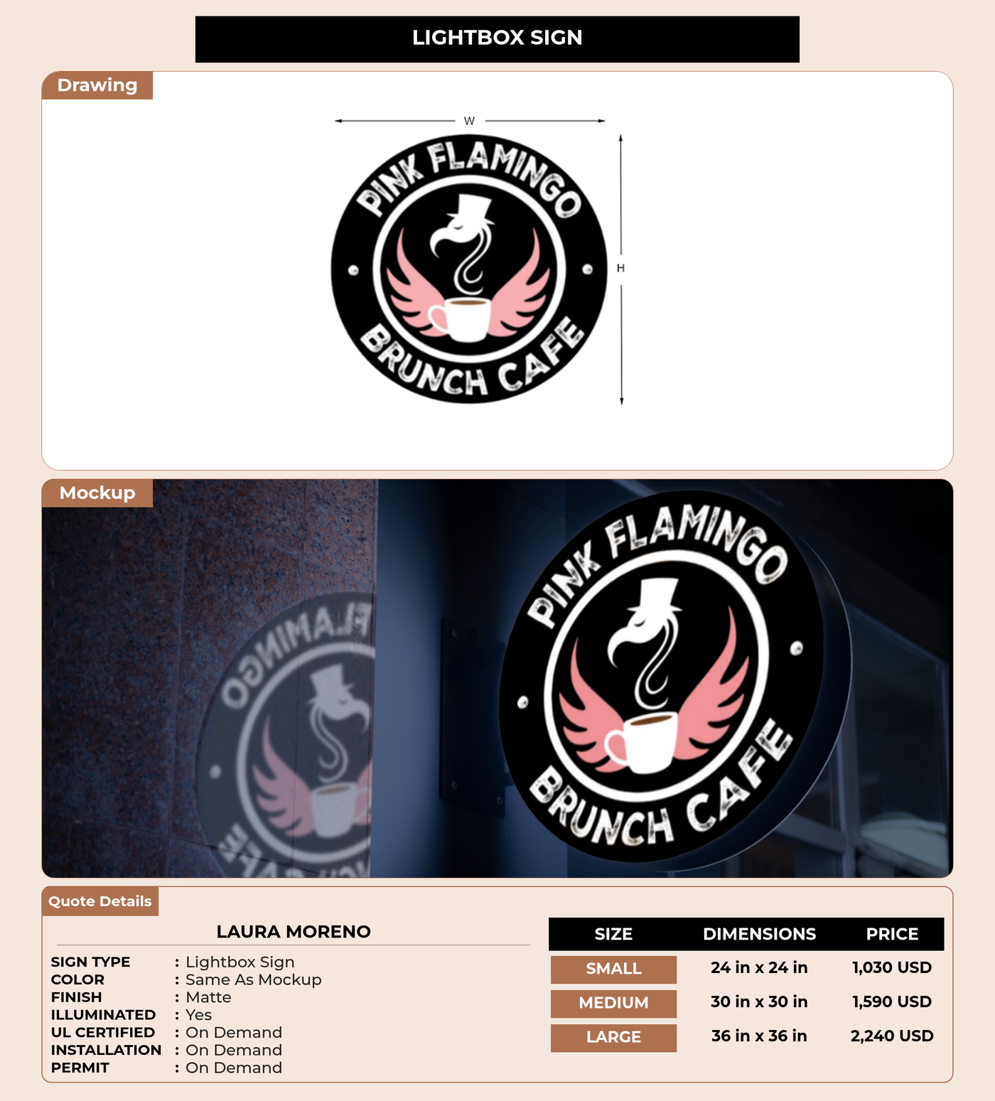 CUSTOM MOCKUP SIGN FOR Laura Moreno
