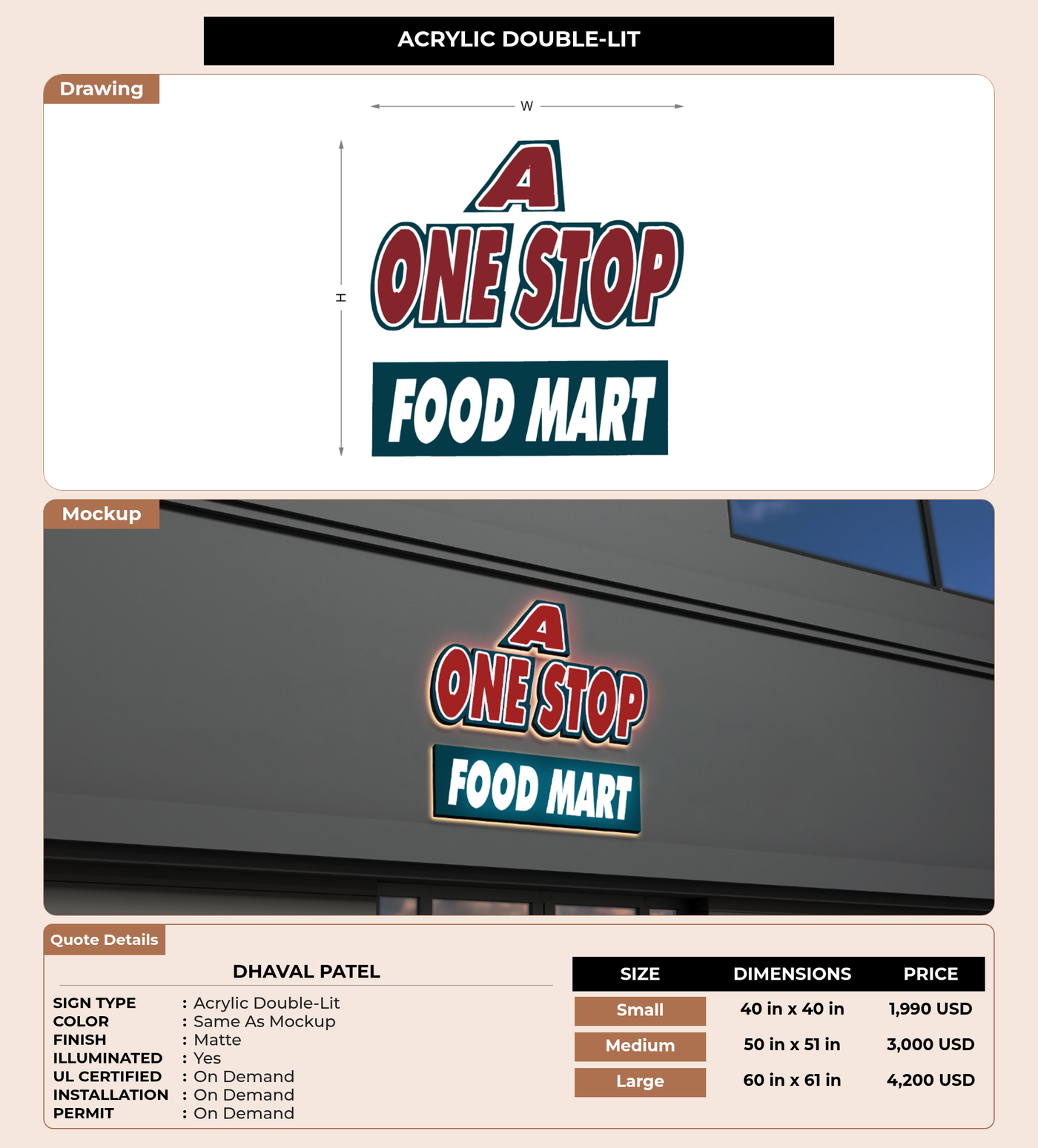 CUSTOM MOCKUP SIGN FOR Dhaval patel