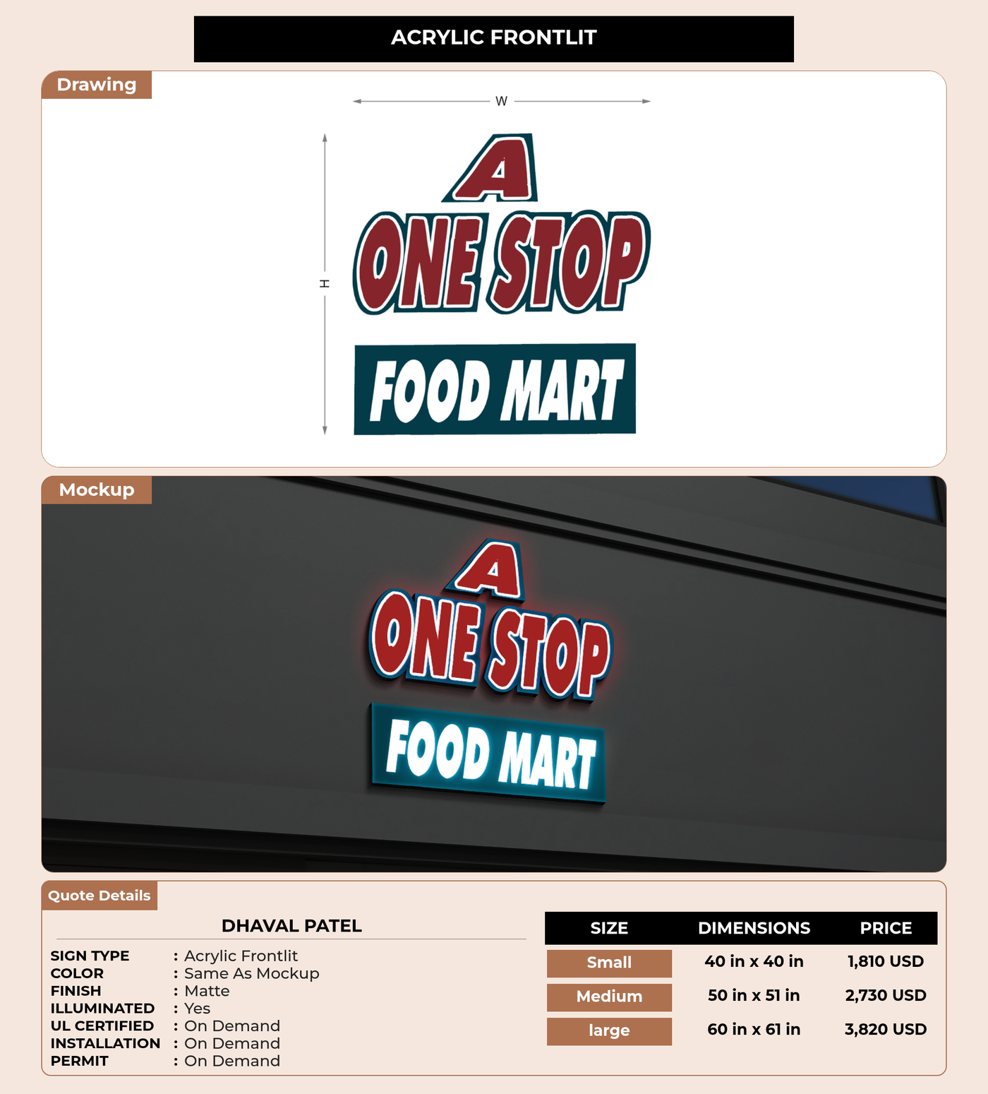 CUSTOM MOCKUP SIGN FOR Dhaval patel