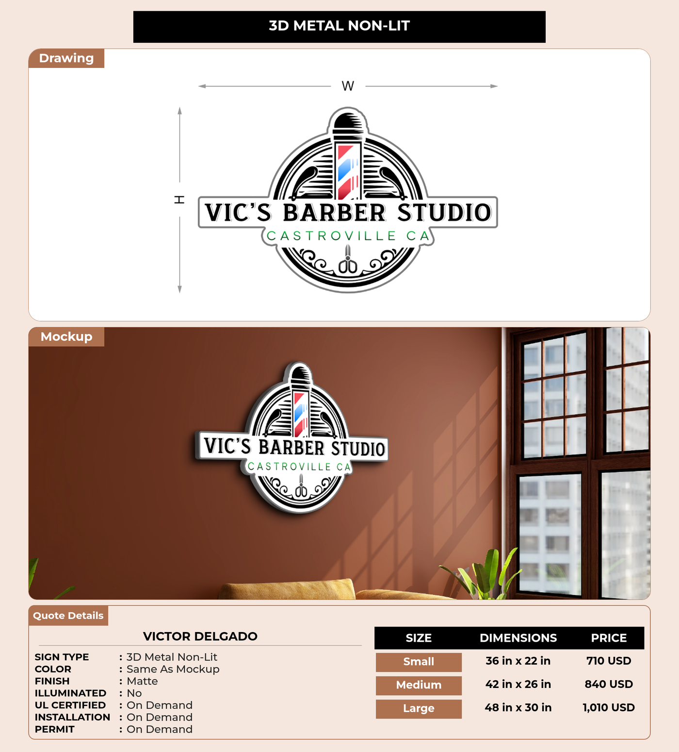 CUSTOM MOCKUP SIGN FOR Victor Delgado