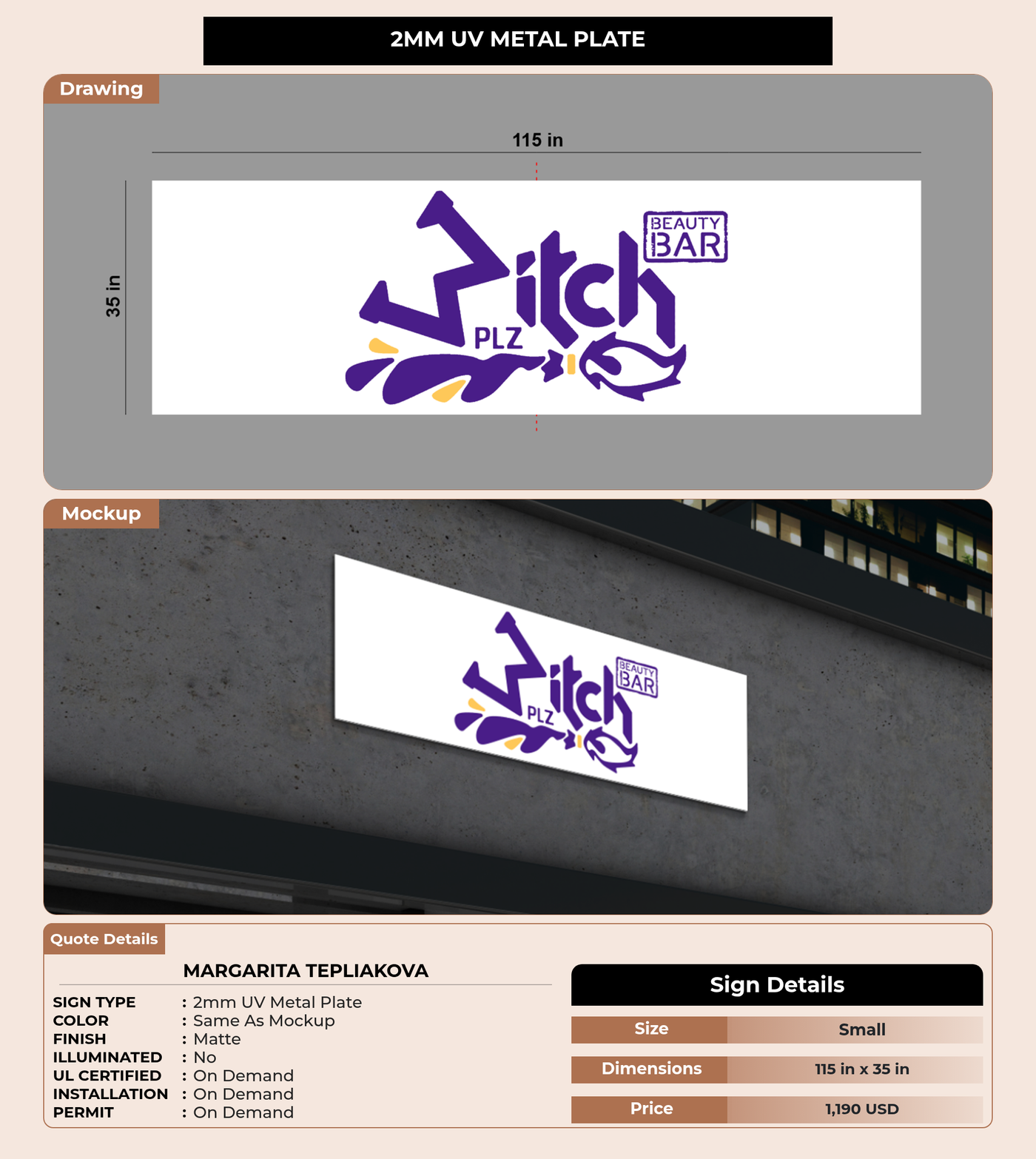 CUSTOM MOCKUP SIGN FOR Margarita Tepliakova