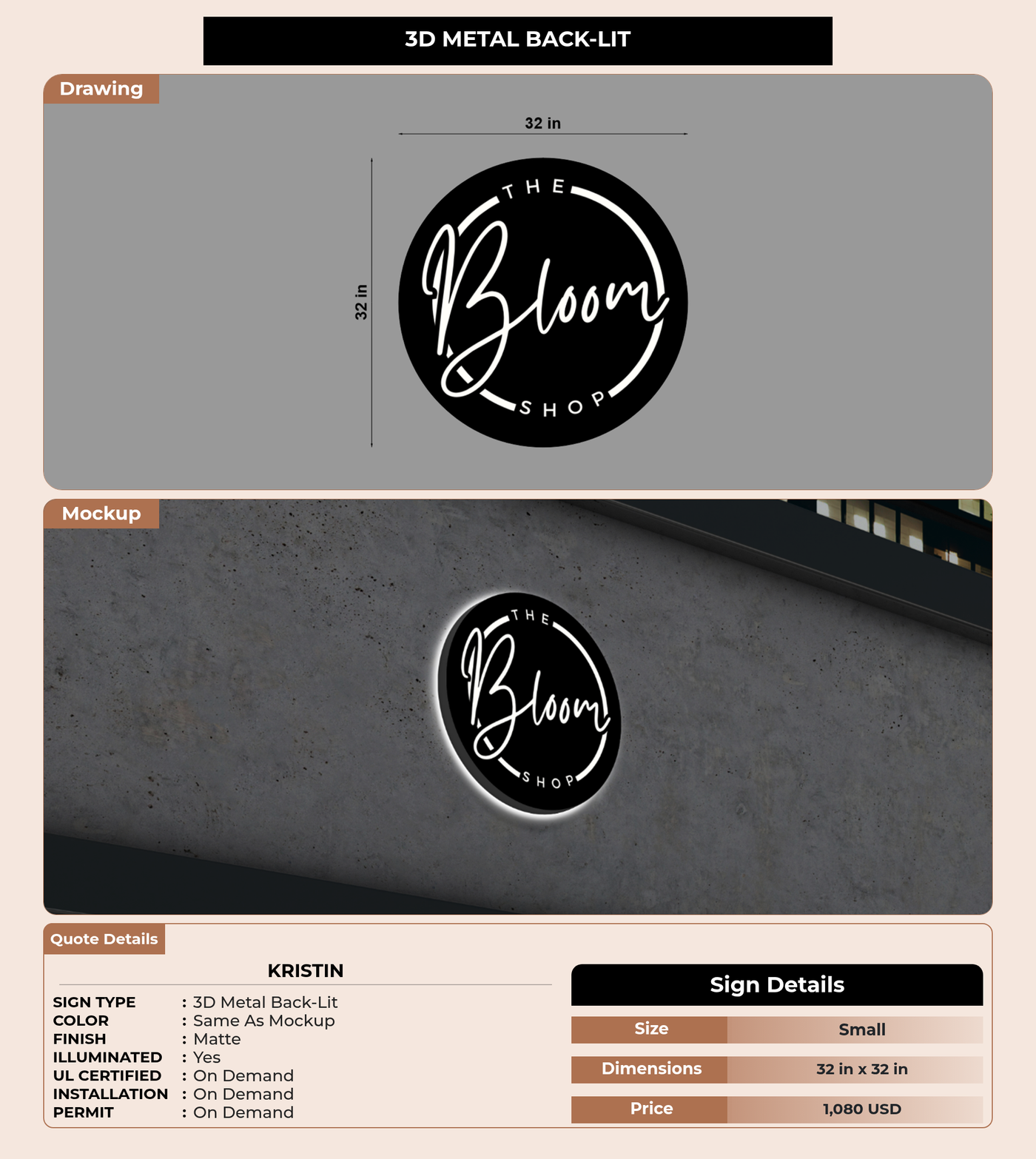 CUSTOM MOCKUP SIGN FOR Kristin