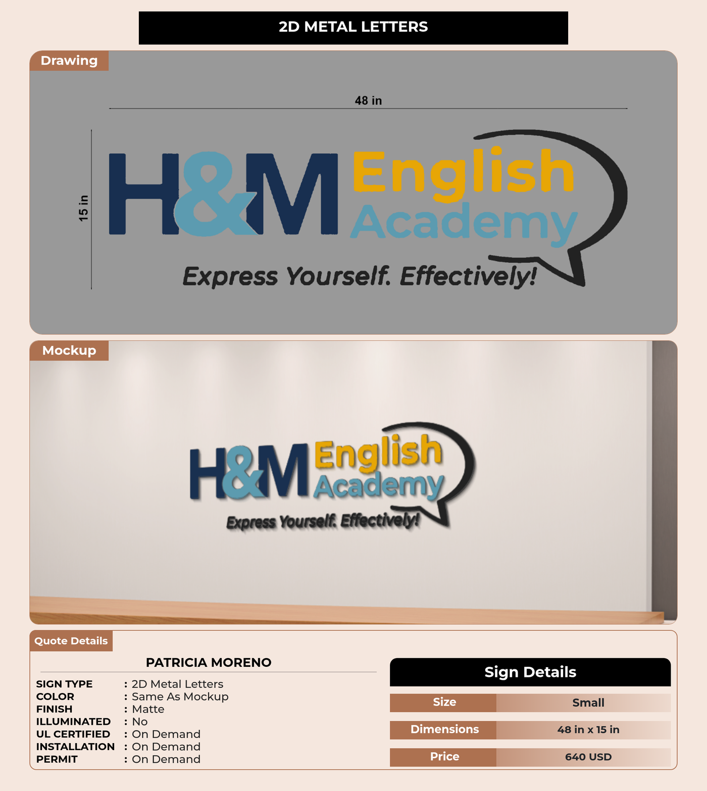 CUSTOM MOCKUP SIGN FOR Patricia Moreno