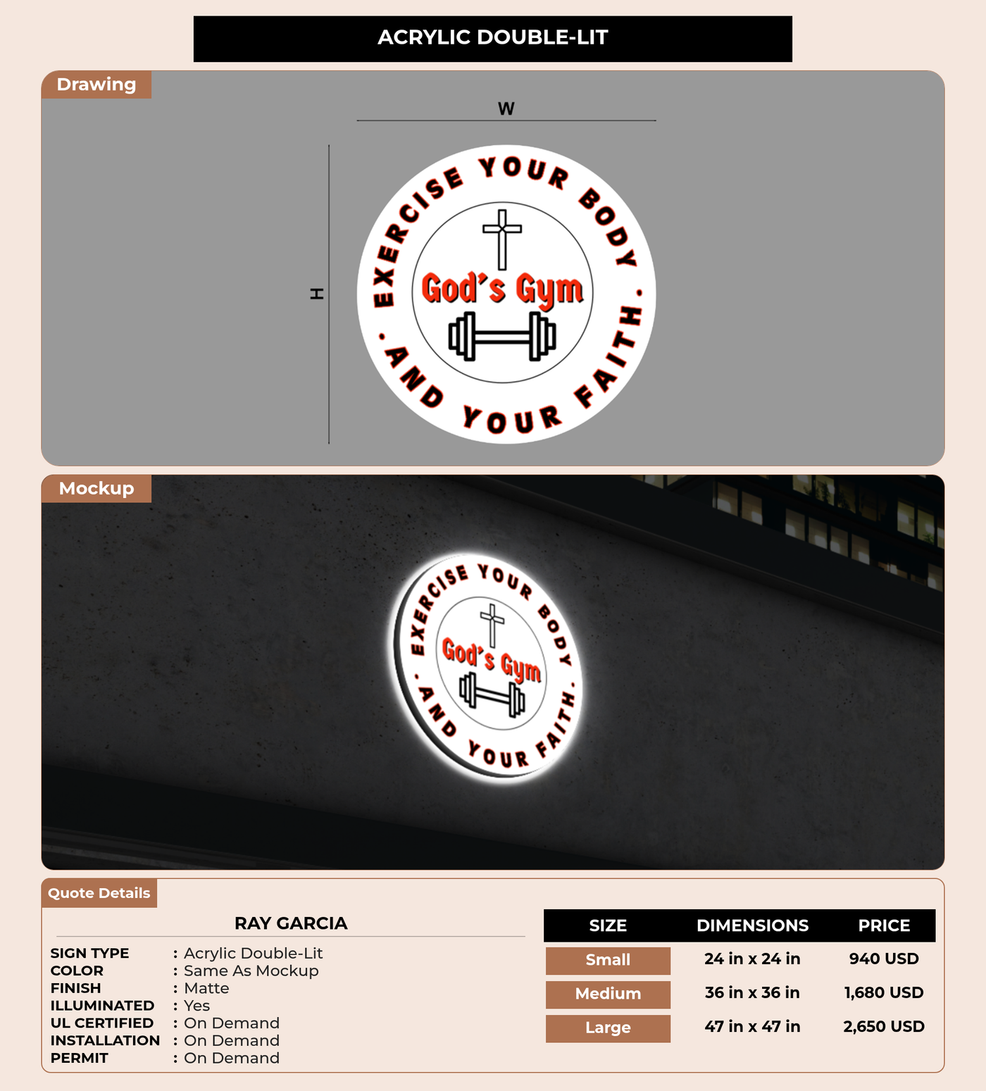 CUSTOM MOCKUP SIGN FOR Ray Garcia