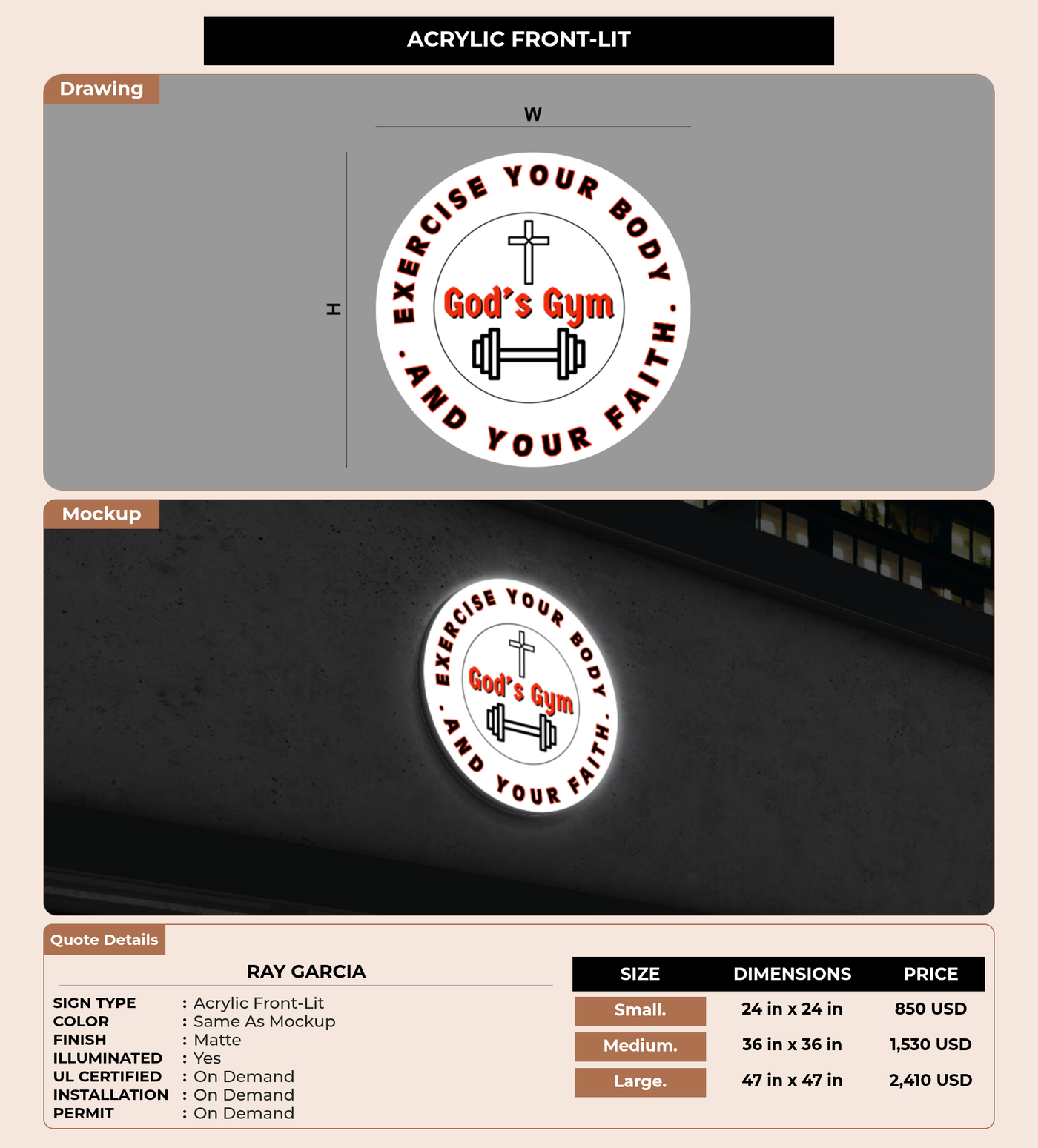 CUSTOM MOCKUP SIGN FOR Ray Garcia