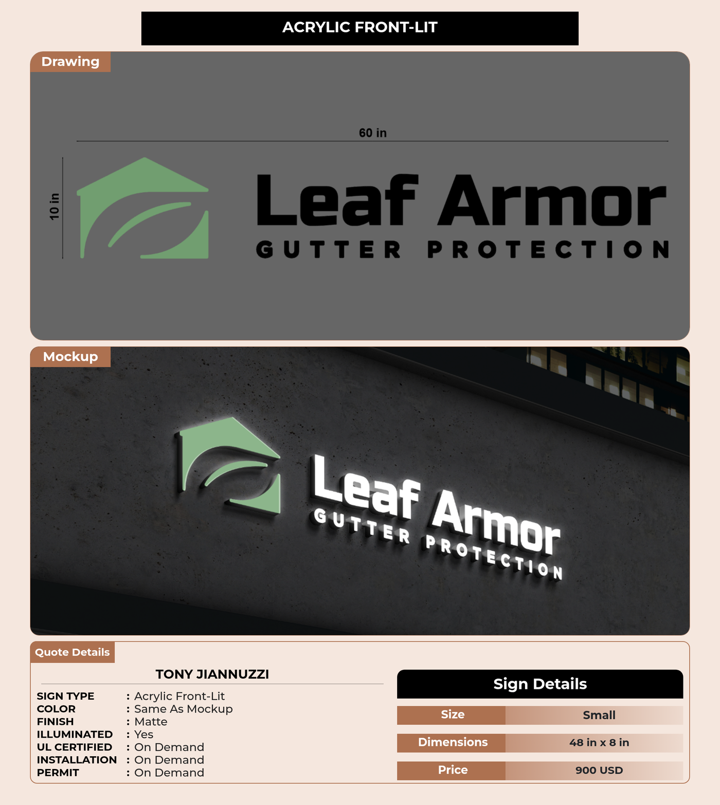 CUSTOM MOCKUP SIGN FOR Tony Jiannuzzi