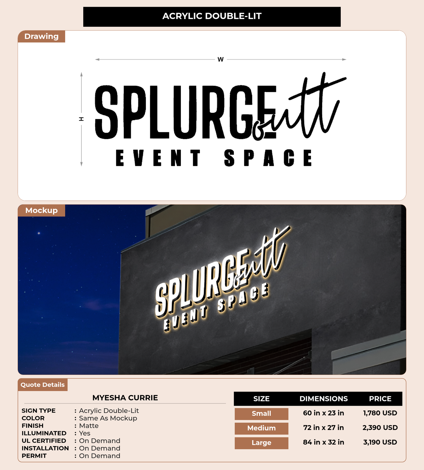 CUSTOM MOCKUP SIGN FOR Myesha Currie