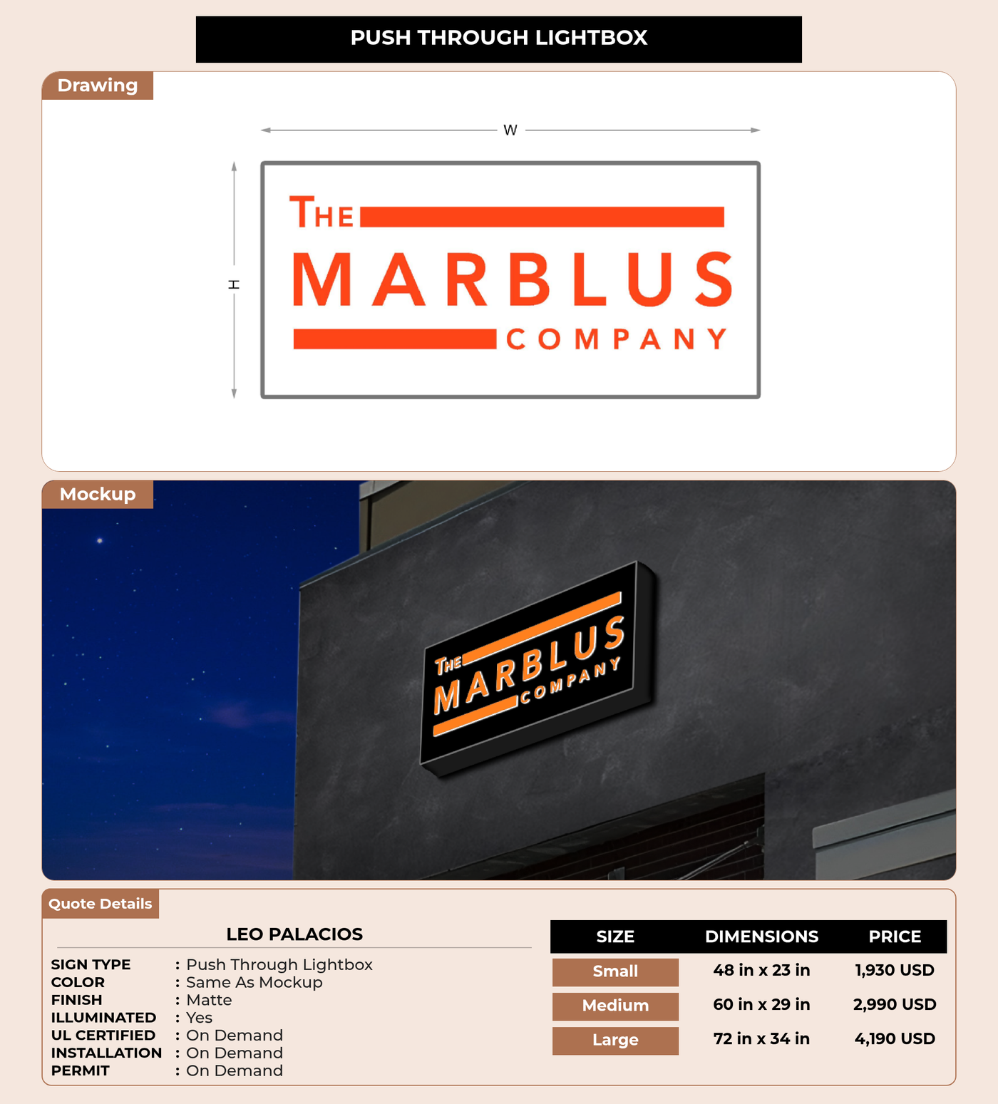 CUSTOM MOCKUP SIGN FOR Leo Palacios