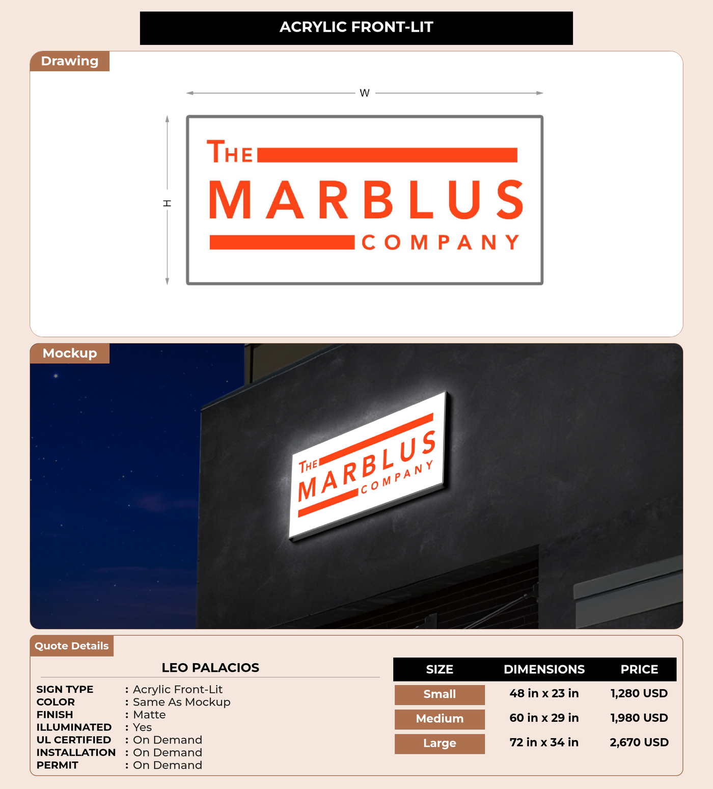 CUSTOM MOCKUP SIGN FOR Leo Palacios