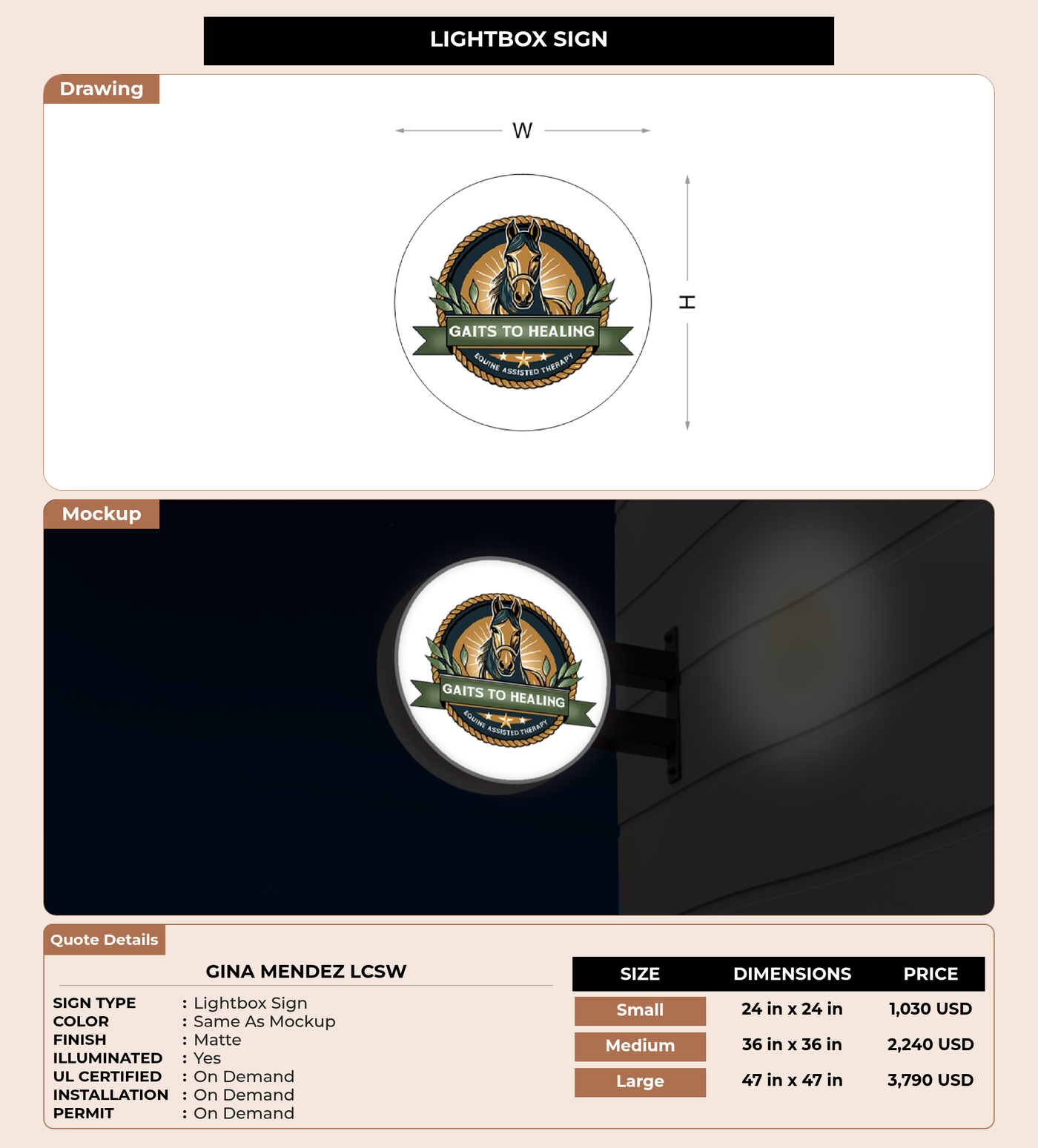 CUSTOM MOCKUP SIGN FOR Gina Mendez LCSW