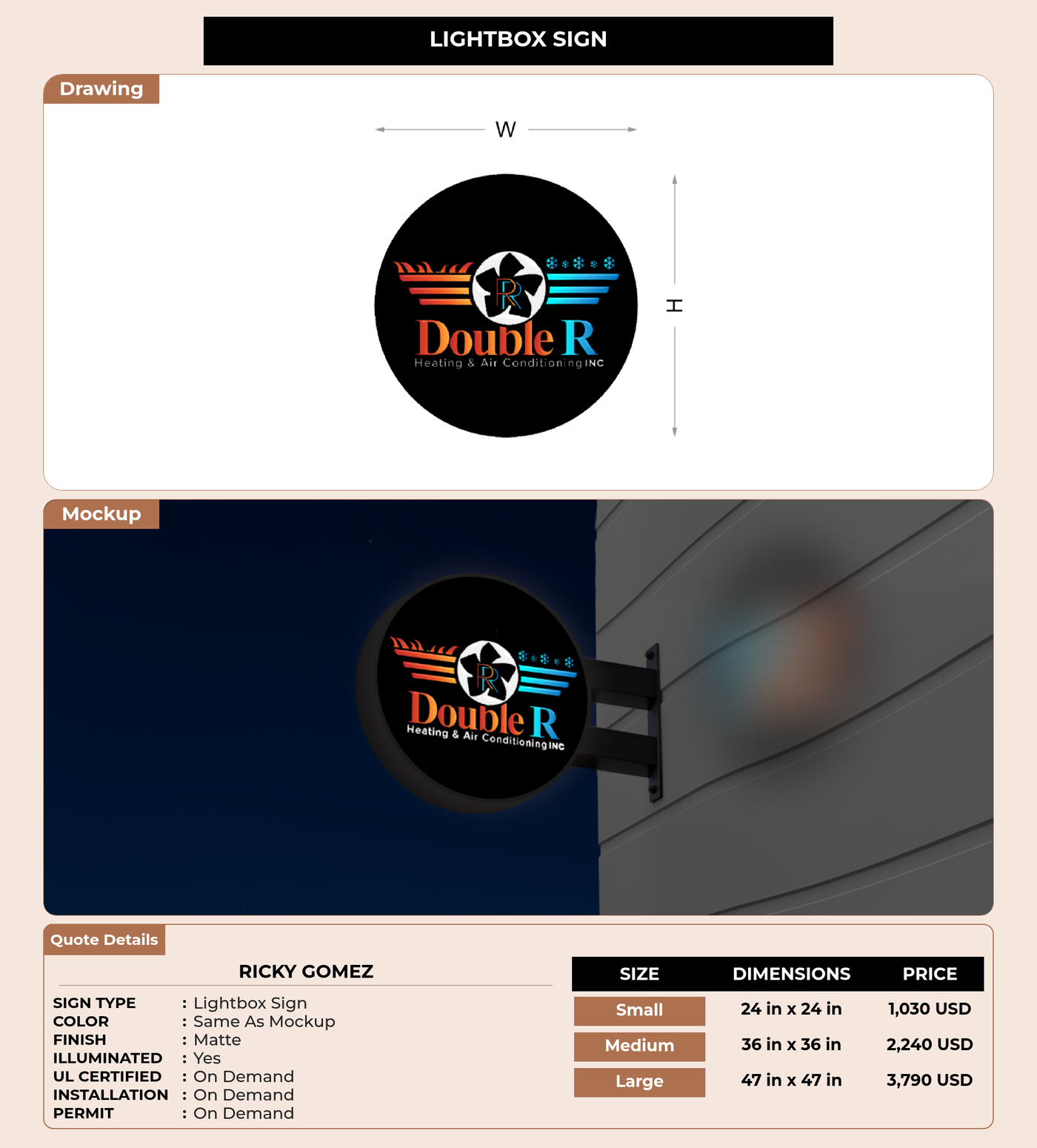 CUSTOM MOCKUP SIGN FOR Ricky Gomez