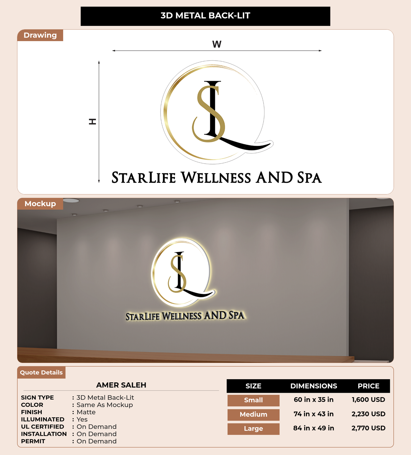 CUSTOM MOCKUP SIGN FOR Amer Saleh
