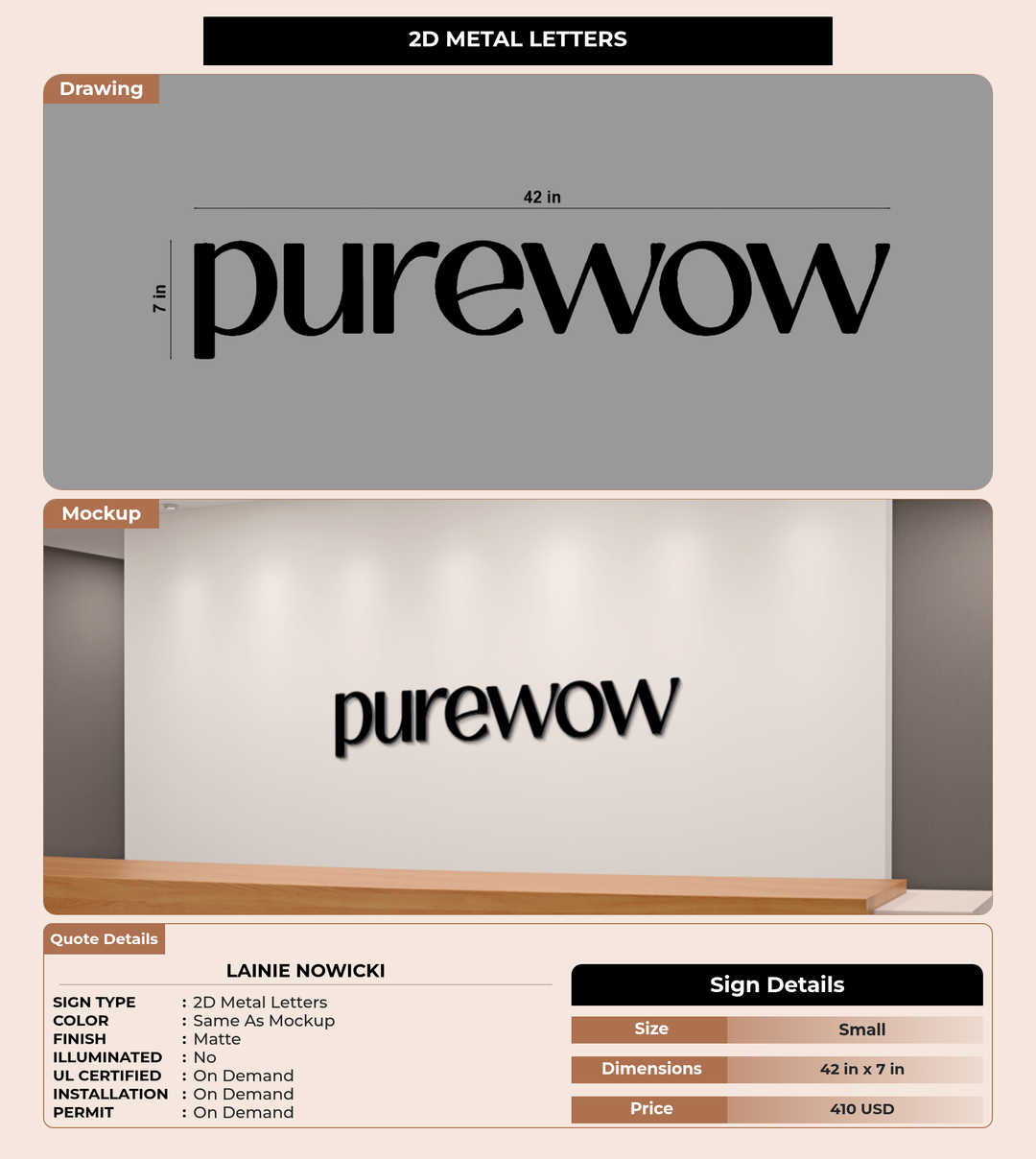 CUSTOM MOCKUP SIGN FOR lainie nowicki