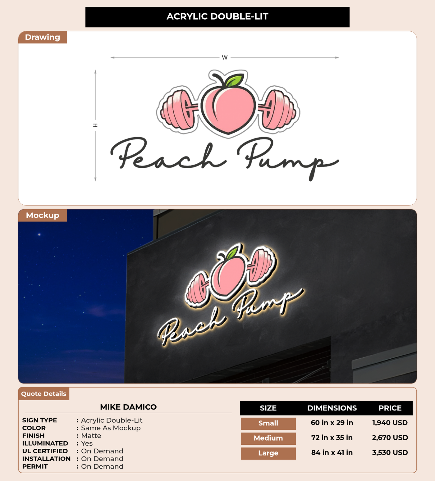 CUSTOM MOCKUP SIGN FOR Mike Damico