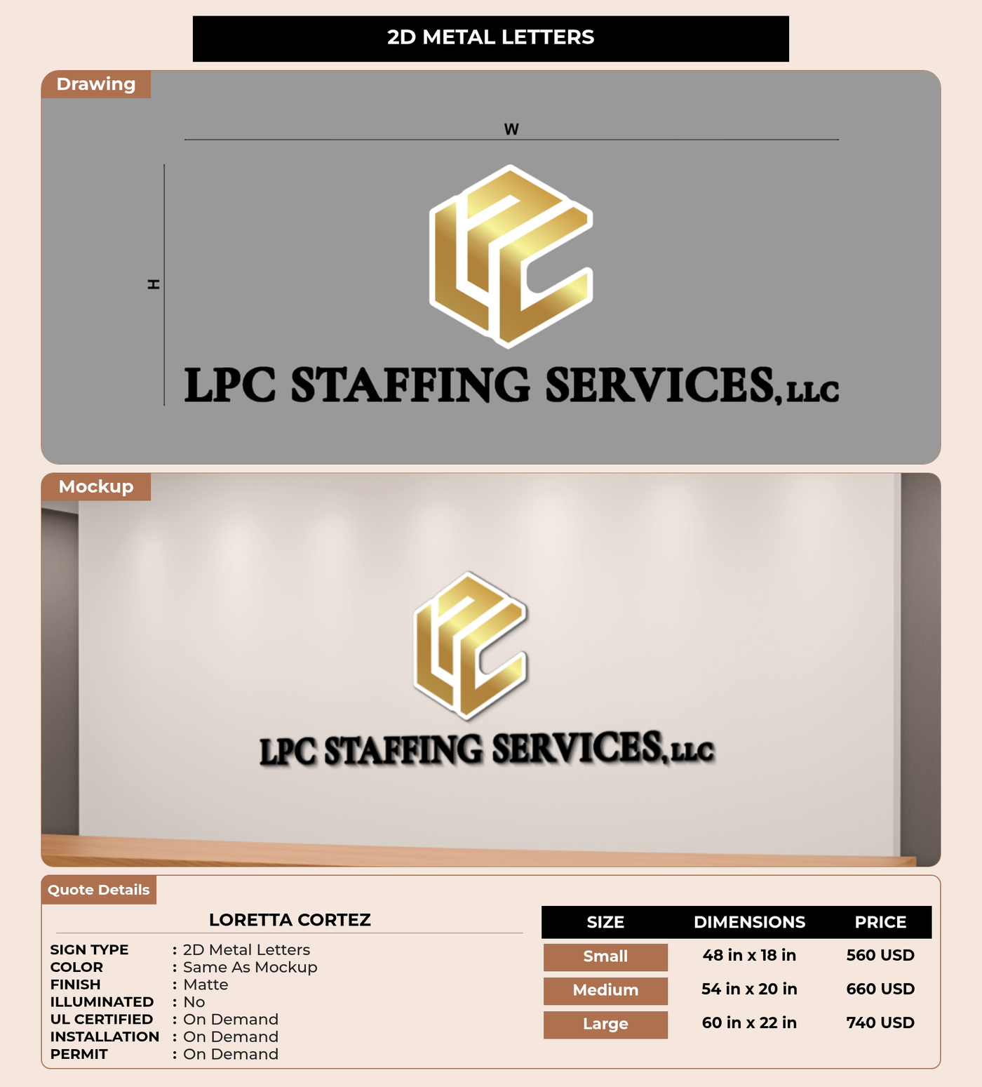 CUSTOM MOCKUP SIGN FOR LORETTA Cortez