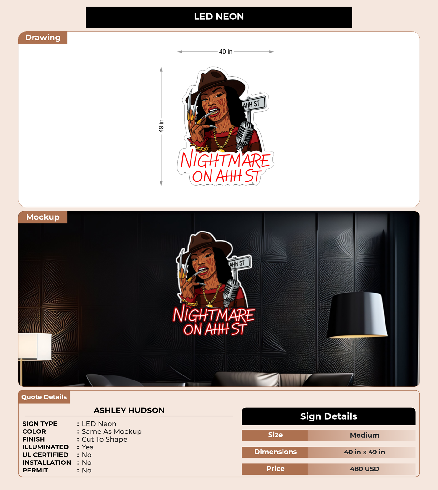 CUSTOM MOCKUP SIGN FOR Ashley Hudson