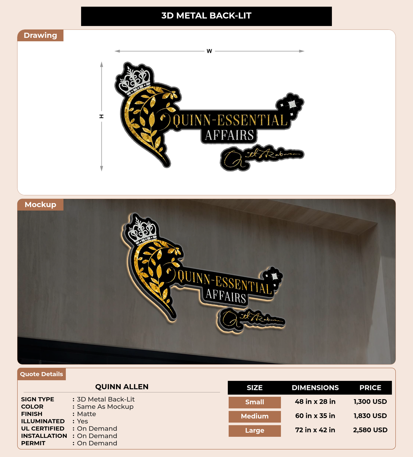 CUSTOM MOCKUP SIGN FOR Quinn Allen