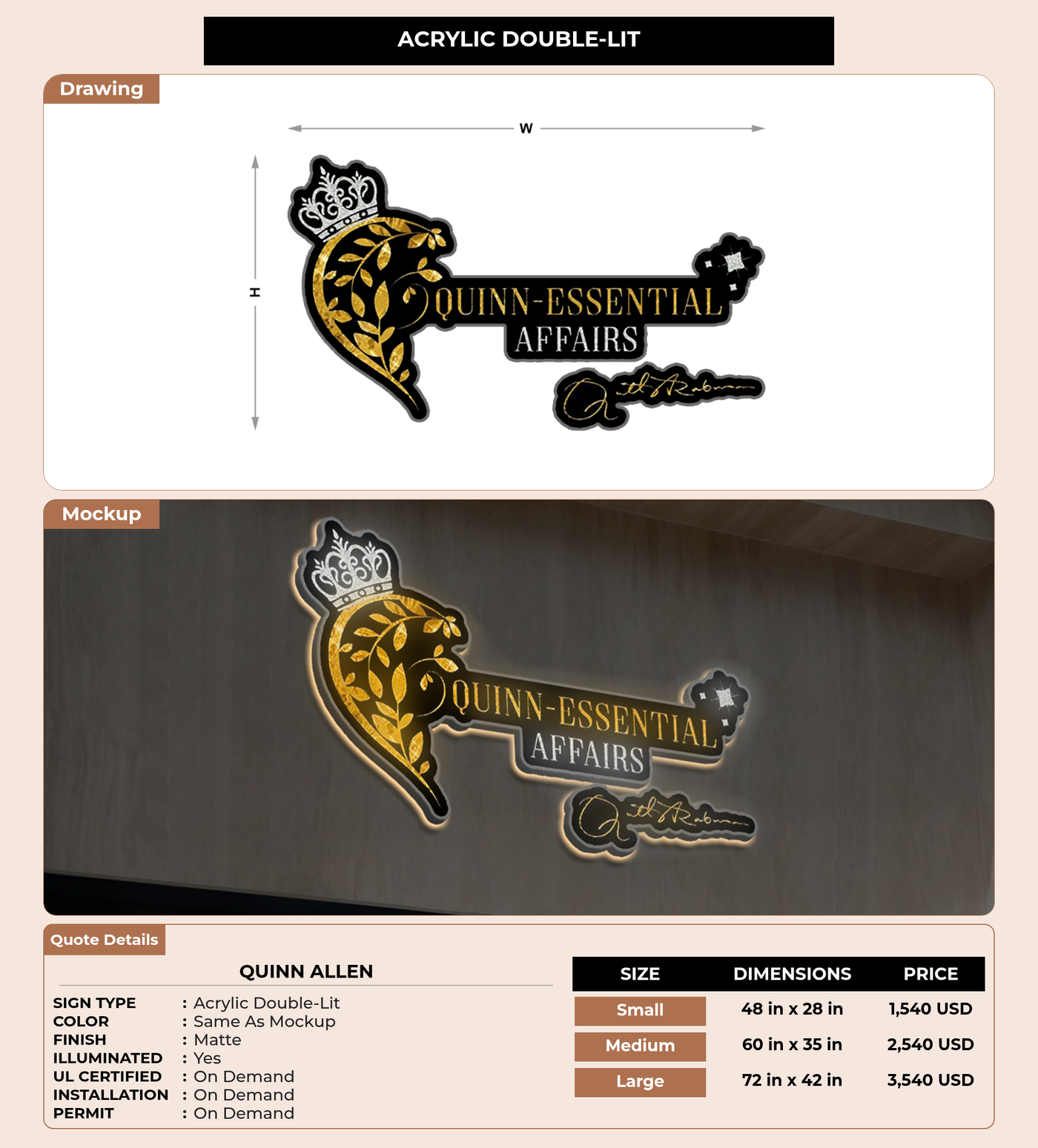 CUSTOM MOCKUP SIGN FOR Quinn Allen