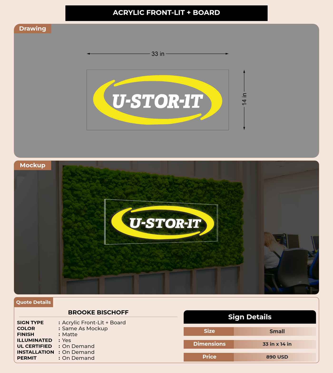 CUSTOM MOCKUP SIGN FOR Brooke Bischoff