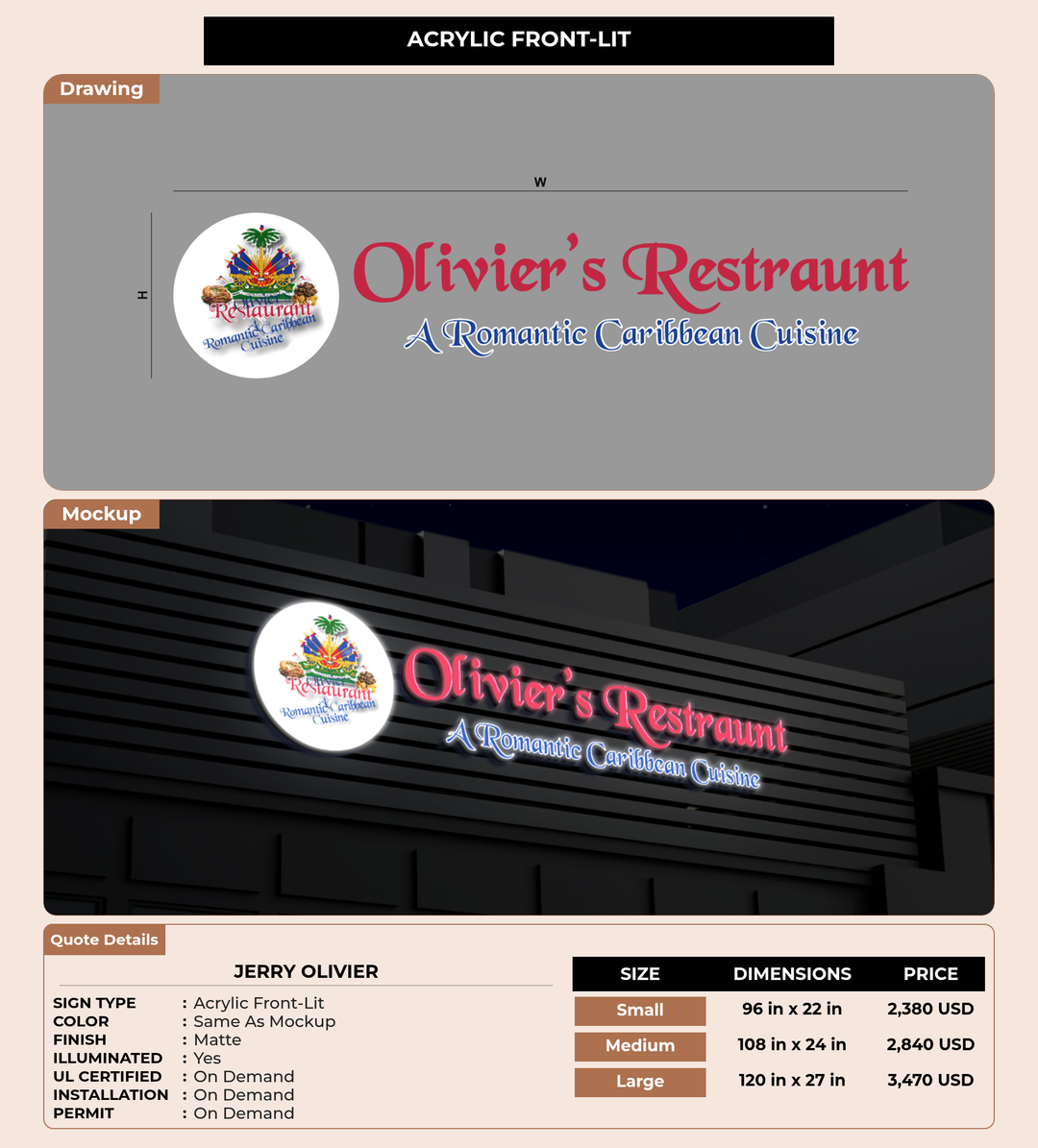 CUSTOM MOCKUP SIGN FOR Jerry Olivier