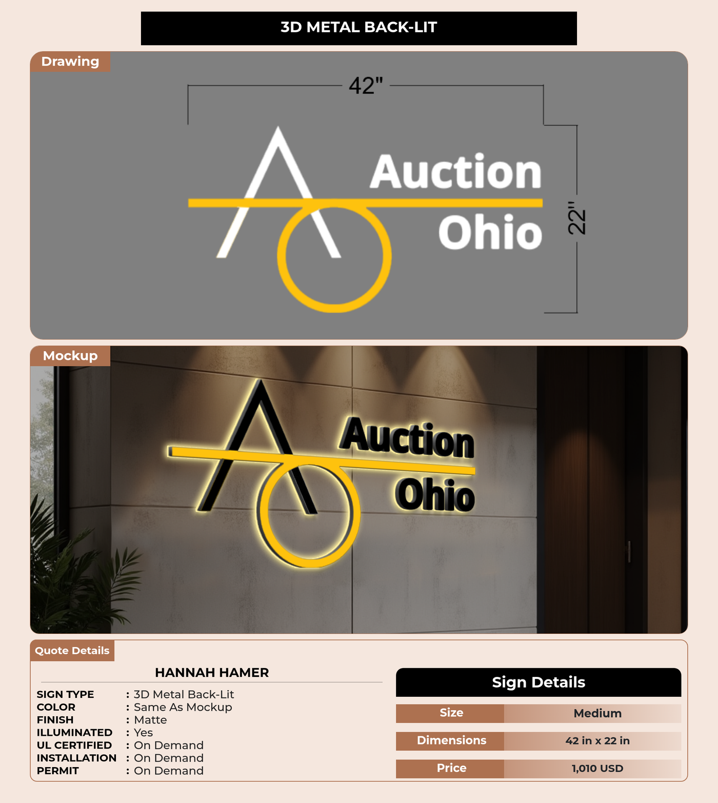 CUSTOM MOCKUP SIGN FOR Hannah Hamer