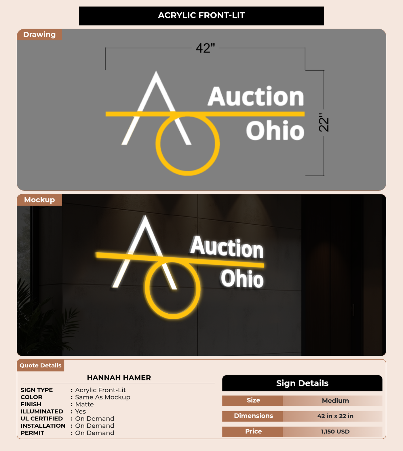 CUSTOM MOCKUP SIGN FOR Hannah Hamer