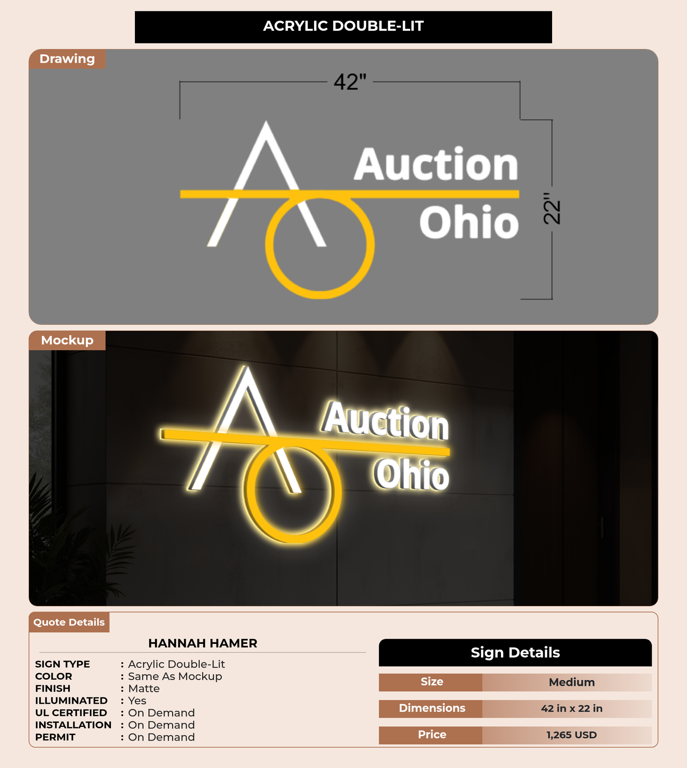 CUSTOM MOCKUP SIGN FOR Hannah Hamer